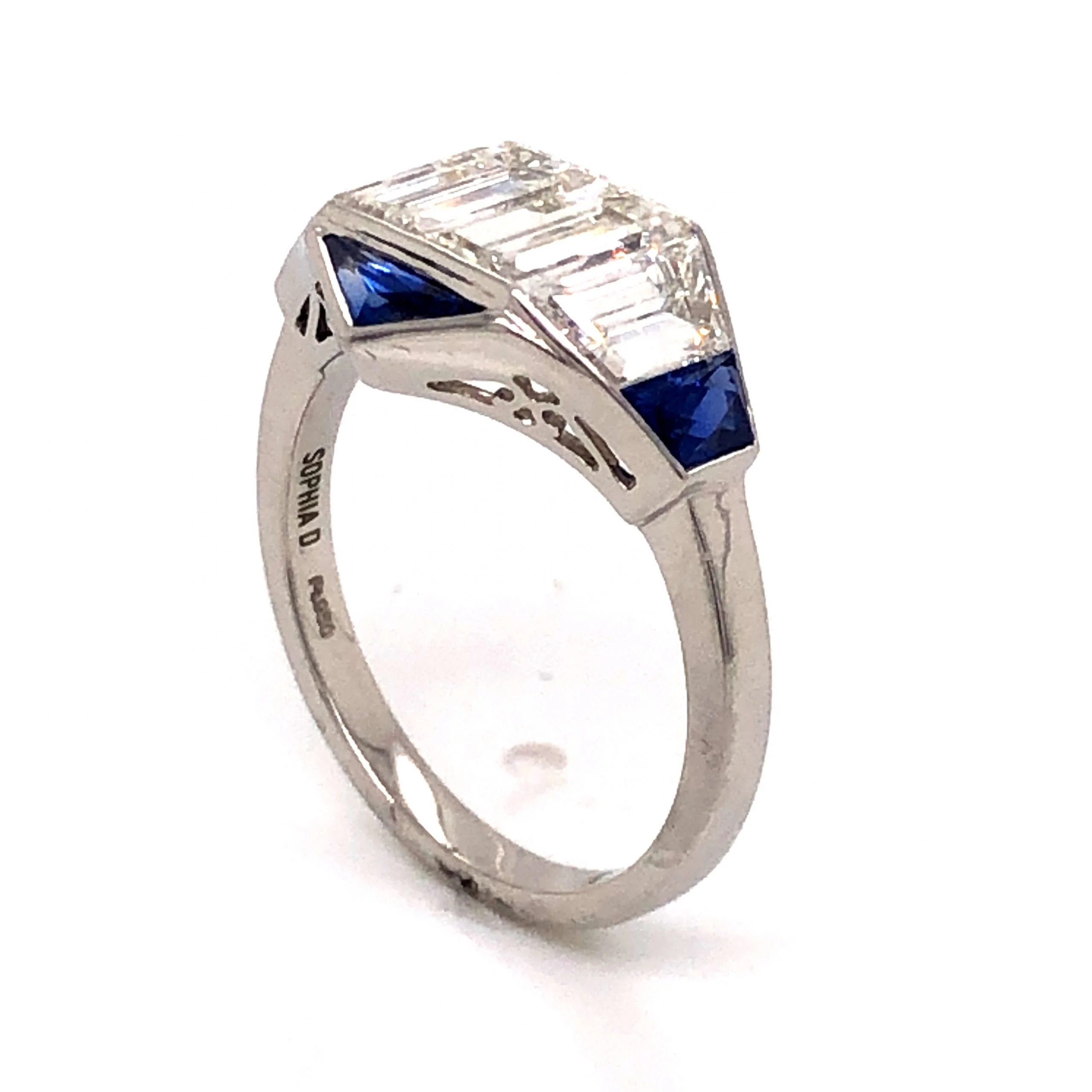 2.42 Diamond & Sapphire Cocktail Ring in Platinum - Image 4