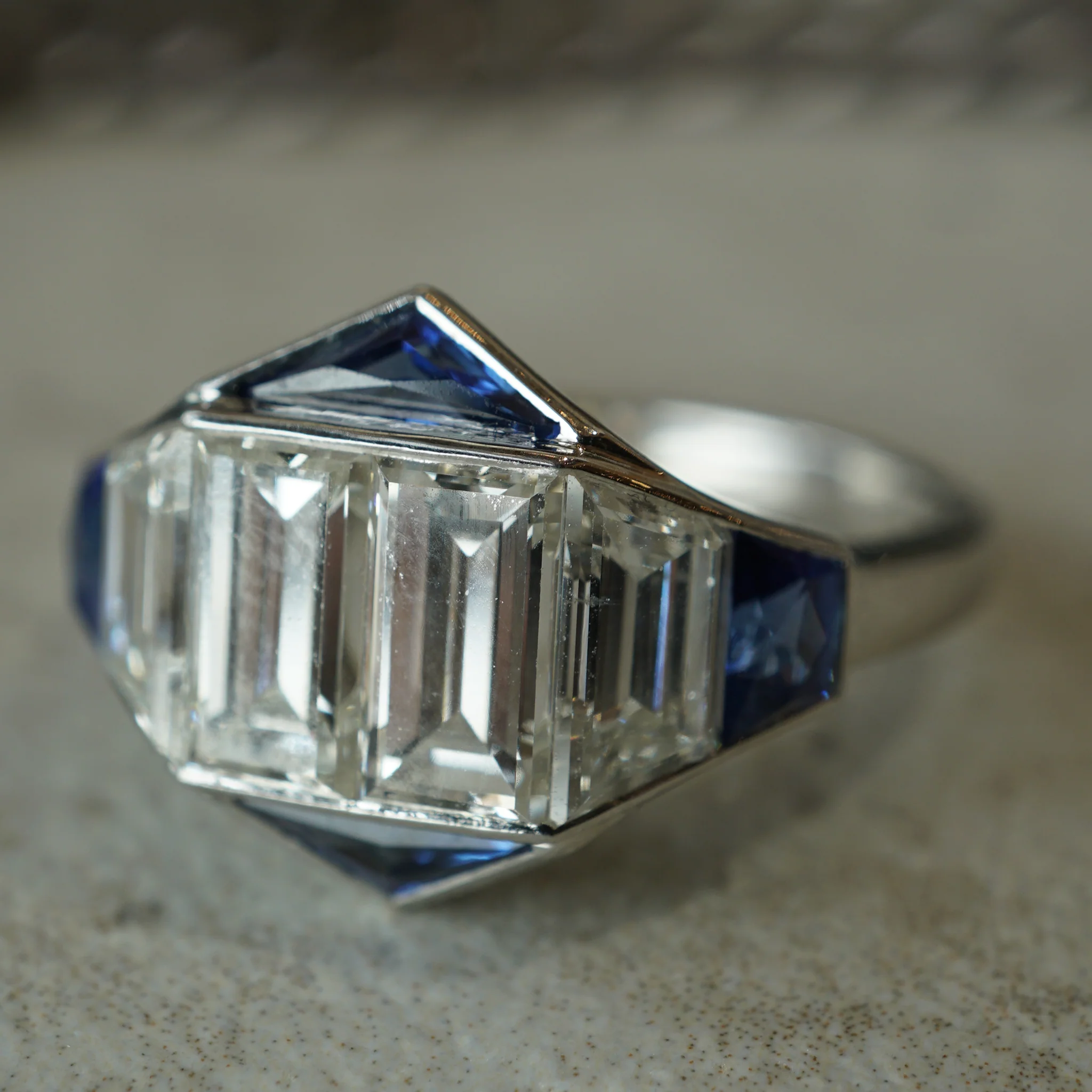 2.42 Diamond & Sapphire Cocktail Ring in Platinum - Image 5