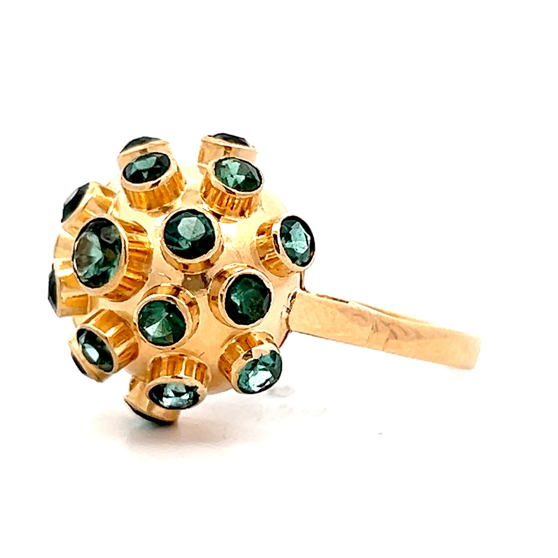 2.42 Vintage Tourmaline Sputnik Cocktail Ring in 14k - Image 2