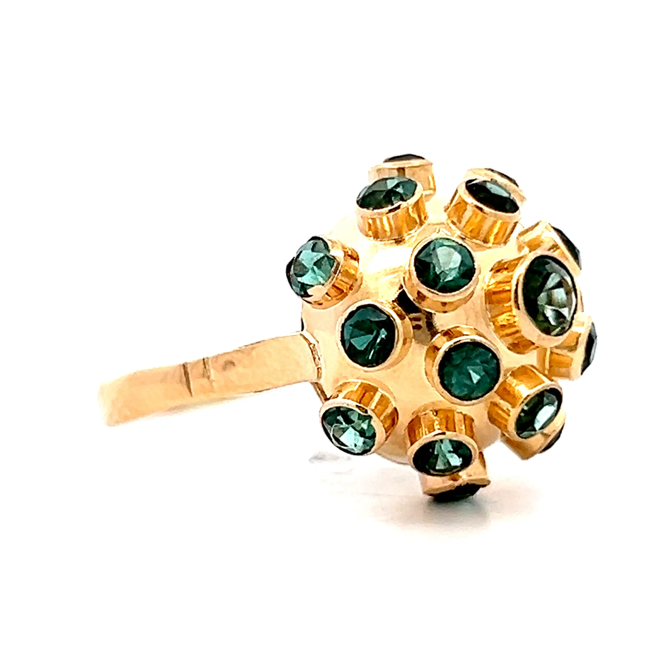 2.42 Vintage Tourmaline Sputnik Cocktail Ring in 14k - Image 3