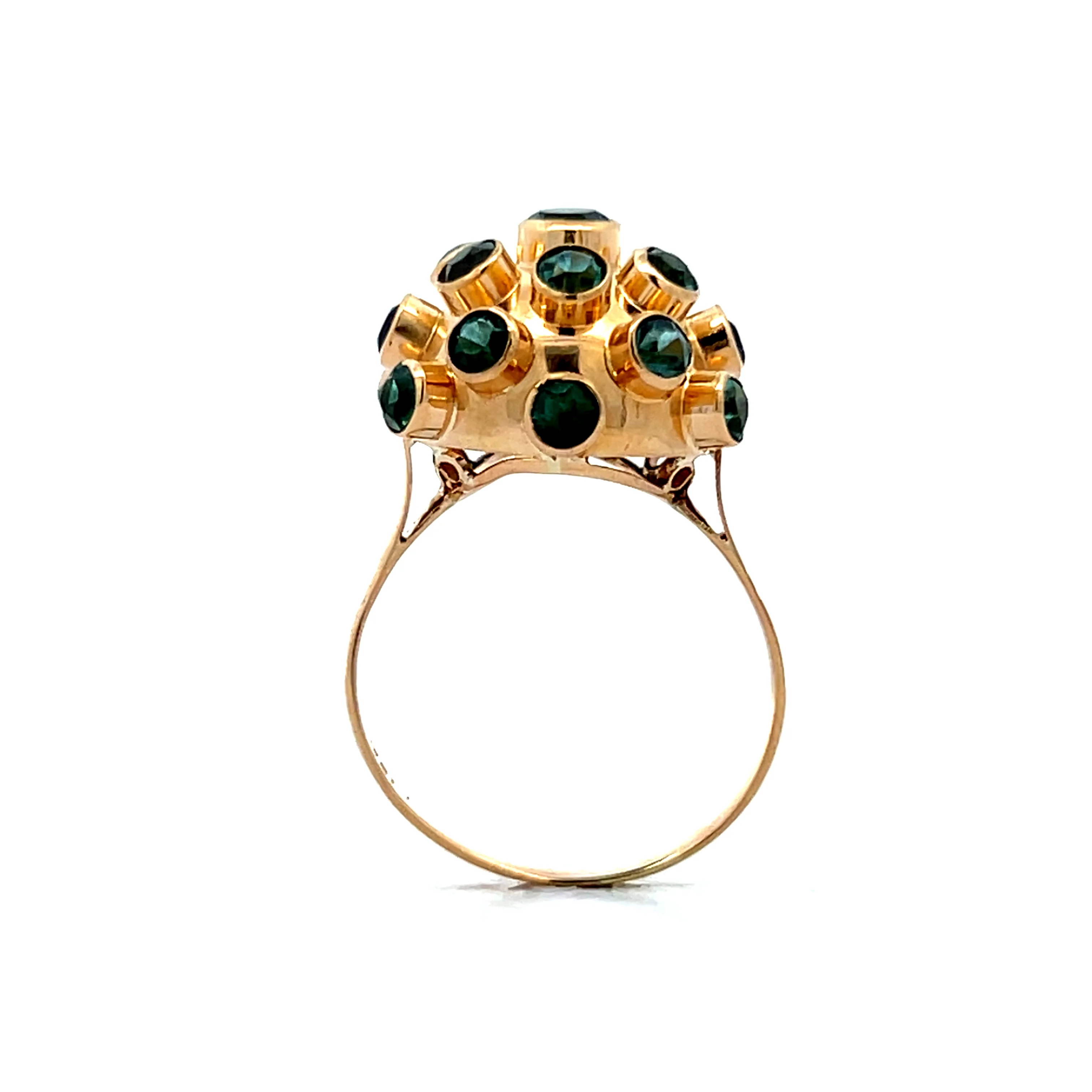 2.42 Vintage Tourmaline Sputnik Cocktail Ring in 14k - Image 4