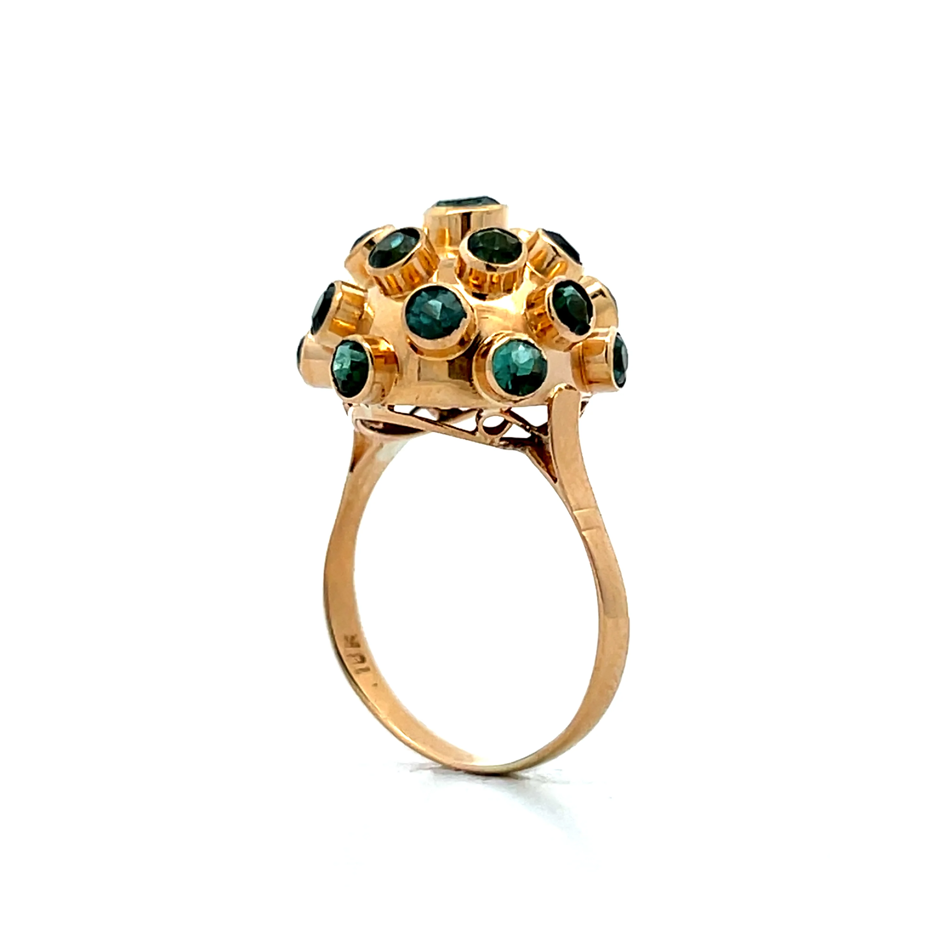 2.42 Vintage Tourmaline Sputnik Cocktail Ring in 14k - Image 5