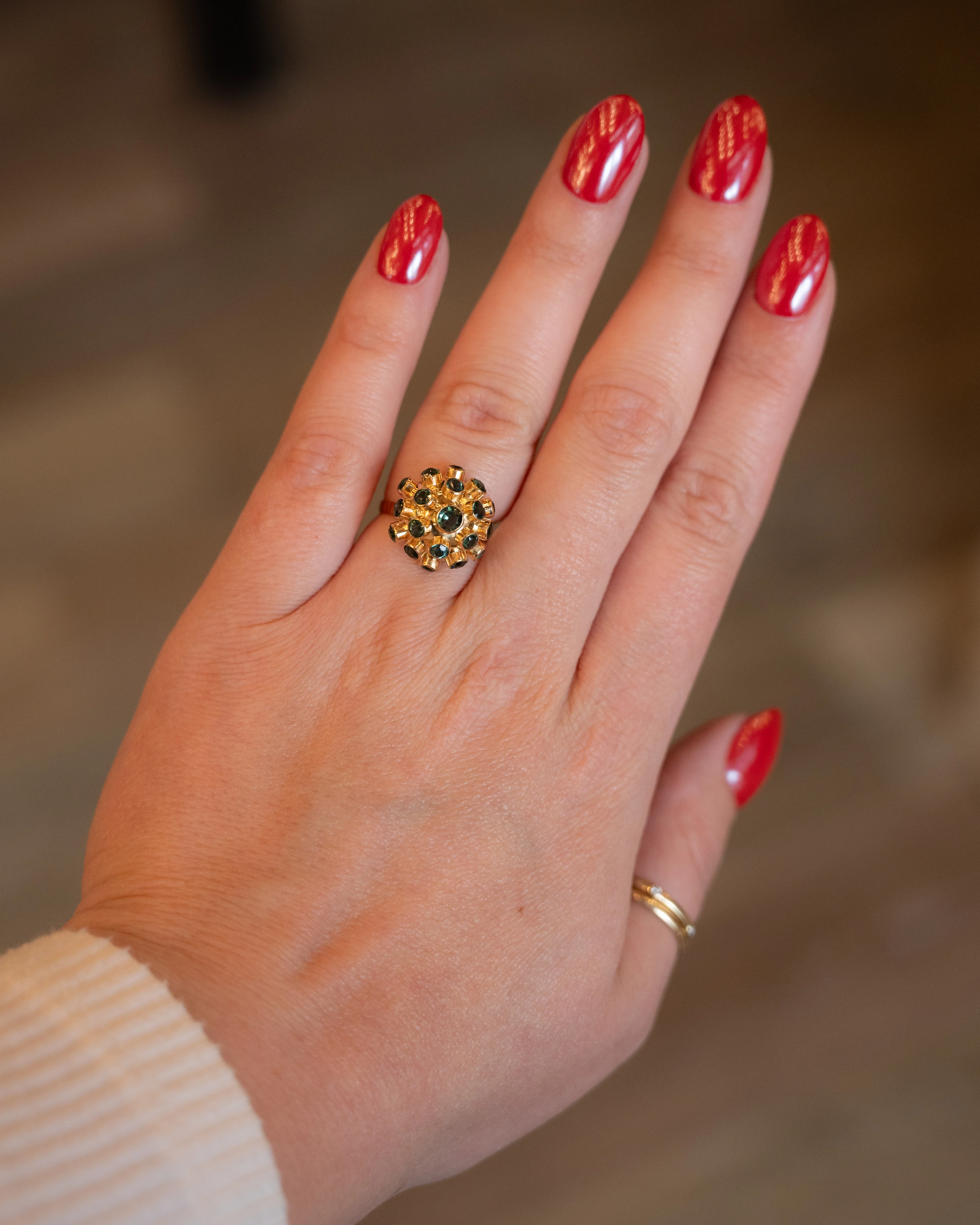 2.42 Vintage Tourmaline Sputnik Cocktail Ring in 14k - Image 6