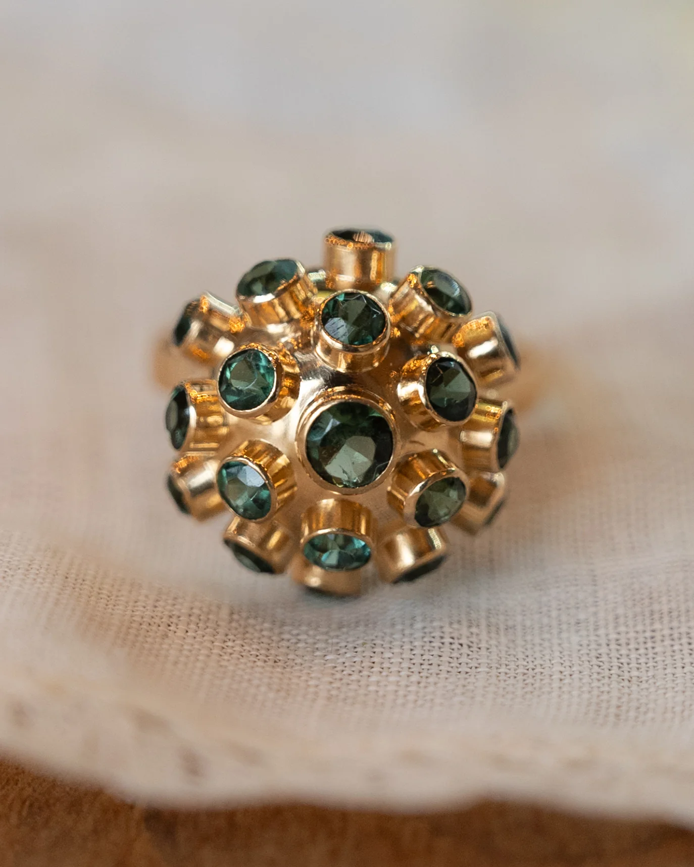 2.42 Vintage Tourmaline Sputnik Cocktail Ring in 14k - Image 7