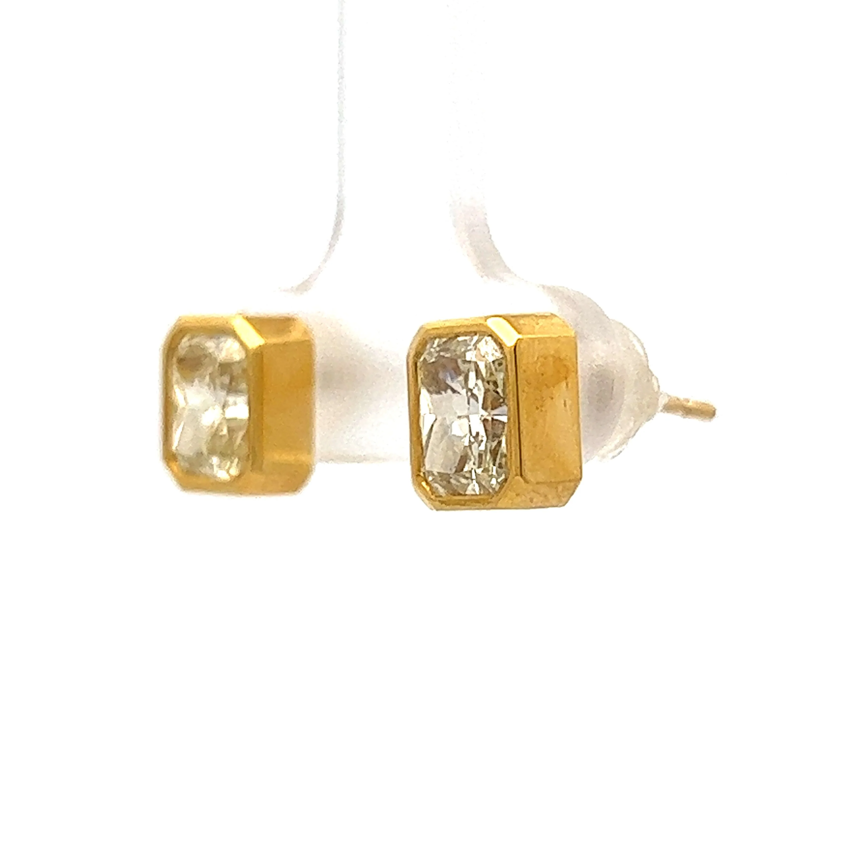 2.43 Radiant Cut Diamond Stud Earrings in Yellow Gold - Image 2