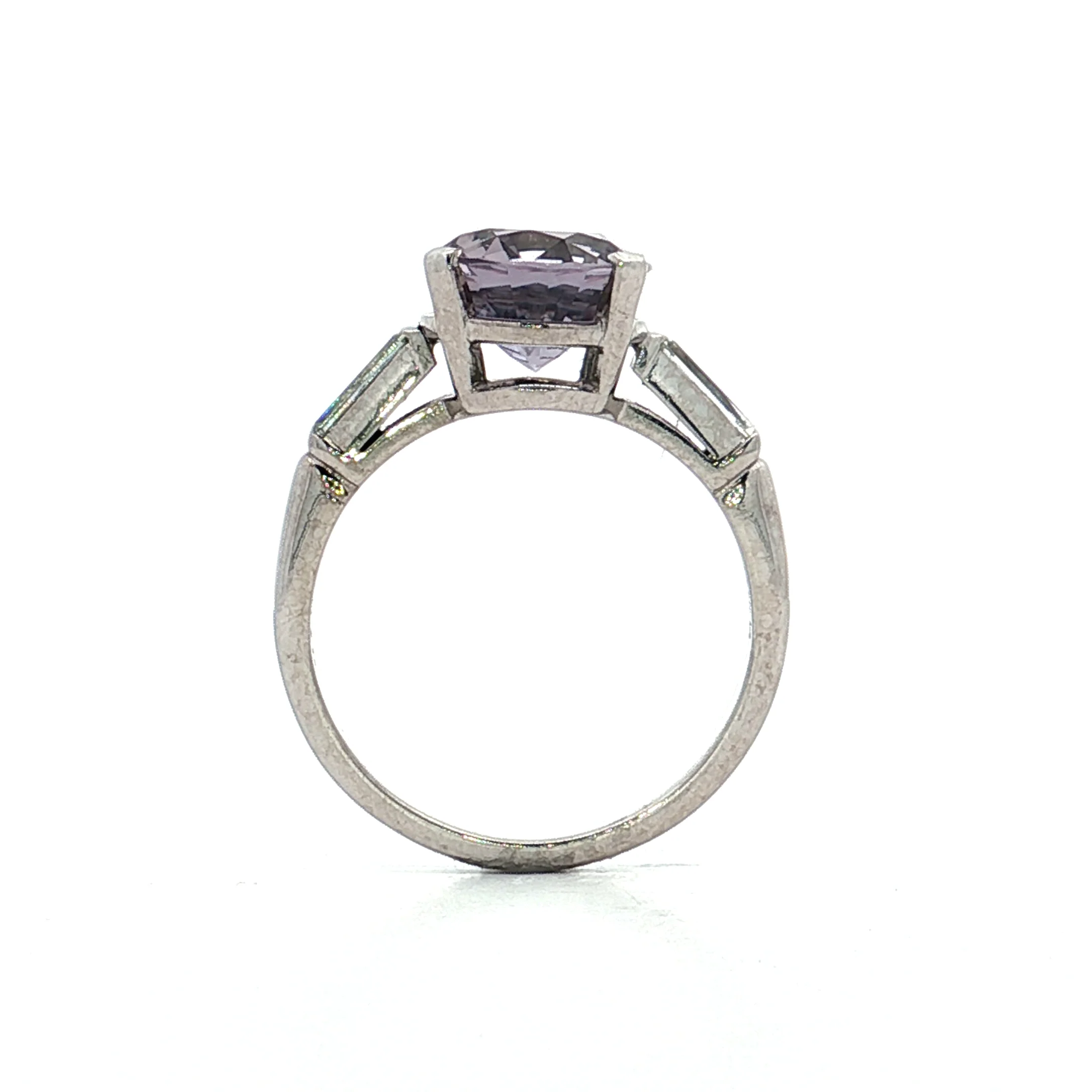 2.43 Vintage Lavender Spinel Engagement Ring in Platinum - Image 4