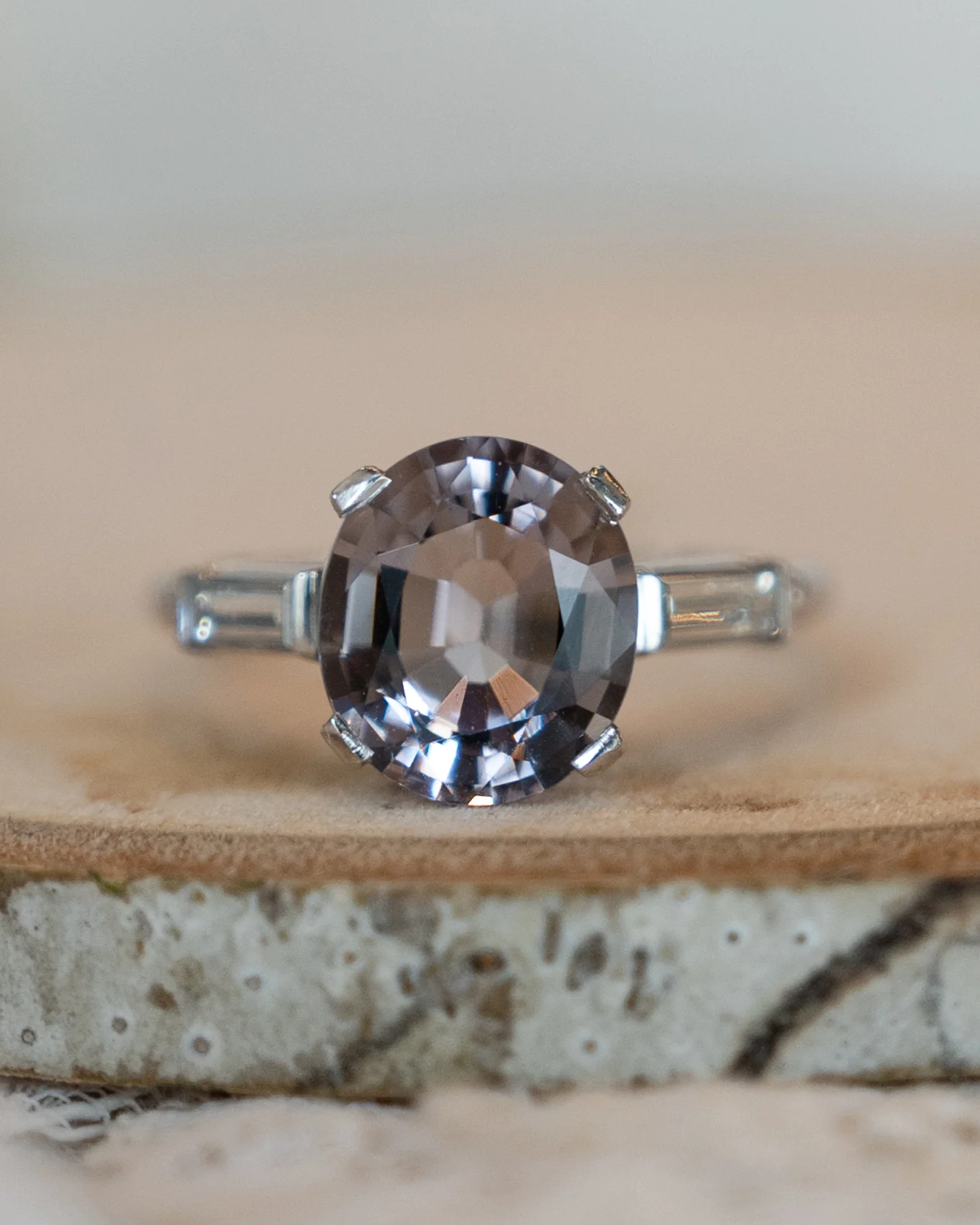 2.43 Vintage Lavender Spinel Engagement Ring in Platinum - Image 6