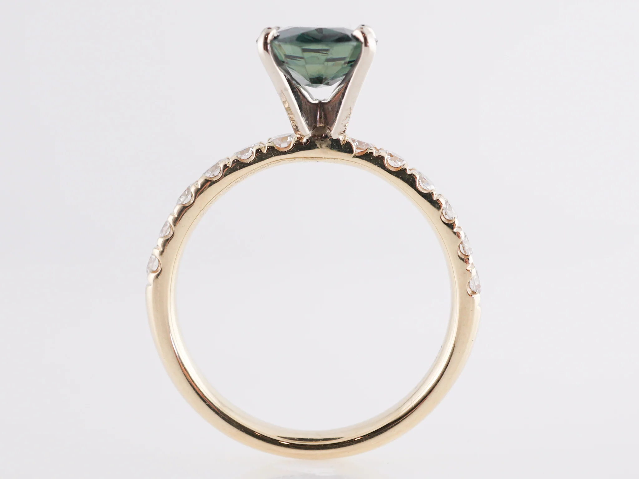 2.44 Oval Green Sapphire Engagement Ring in 14K Yellow Gold - Image 4