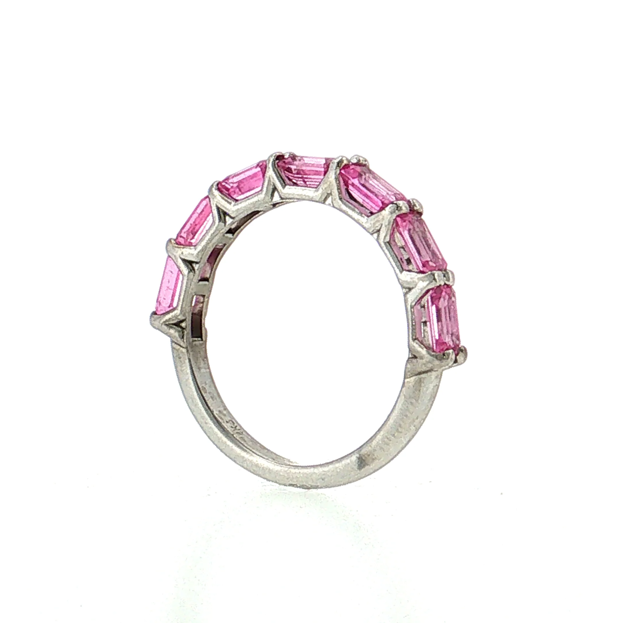 2.45 Sapphire Baguette Half-Eternity Ring 14k White Gold - Image 5