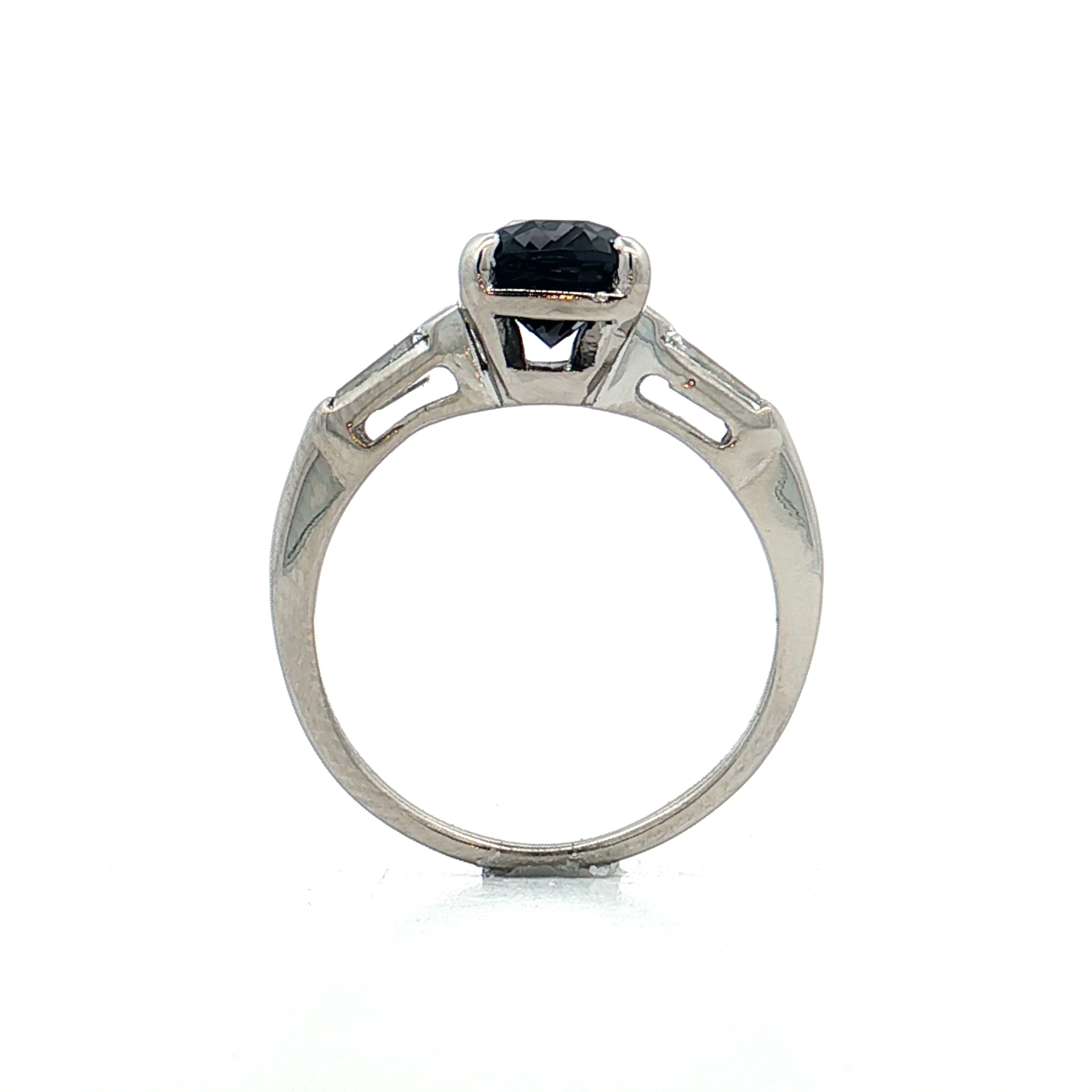 2.45 Vintage Cushion Cut Spinel Engagement Ring Platinum - Image 4