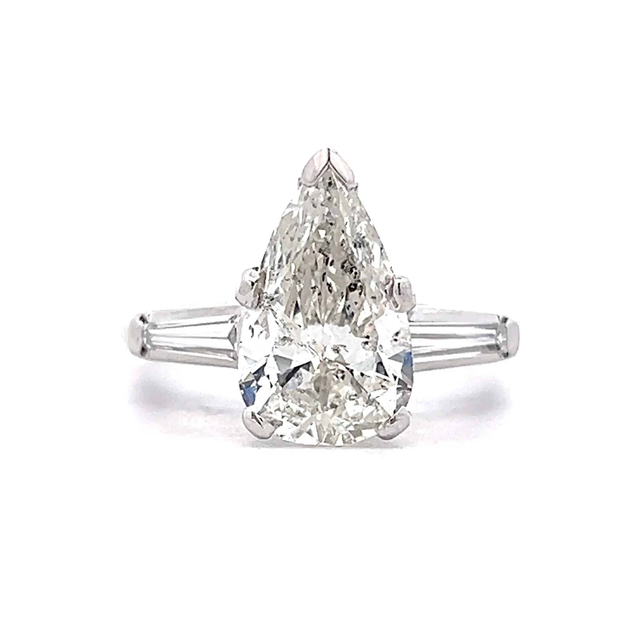 2.46 Pear Cut Diamond Engagement Ring in Platinum