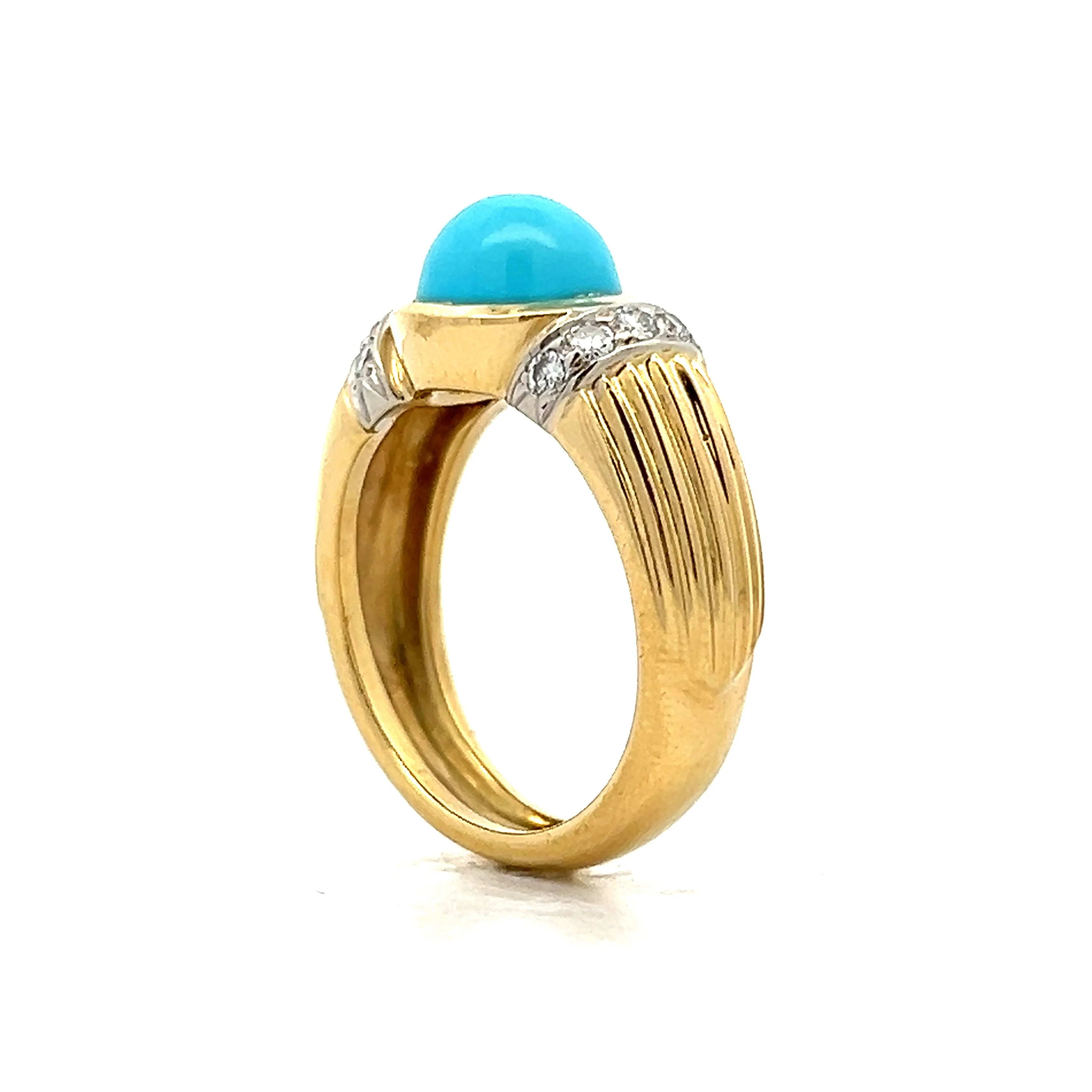 2.47 Cabochon Turquoise Cocktail Ring in 18k - Image 5
