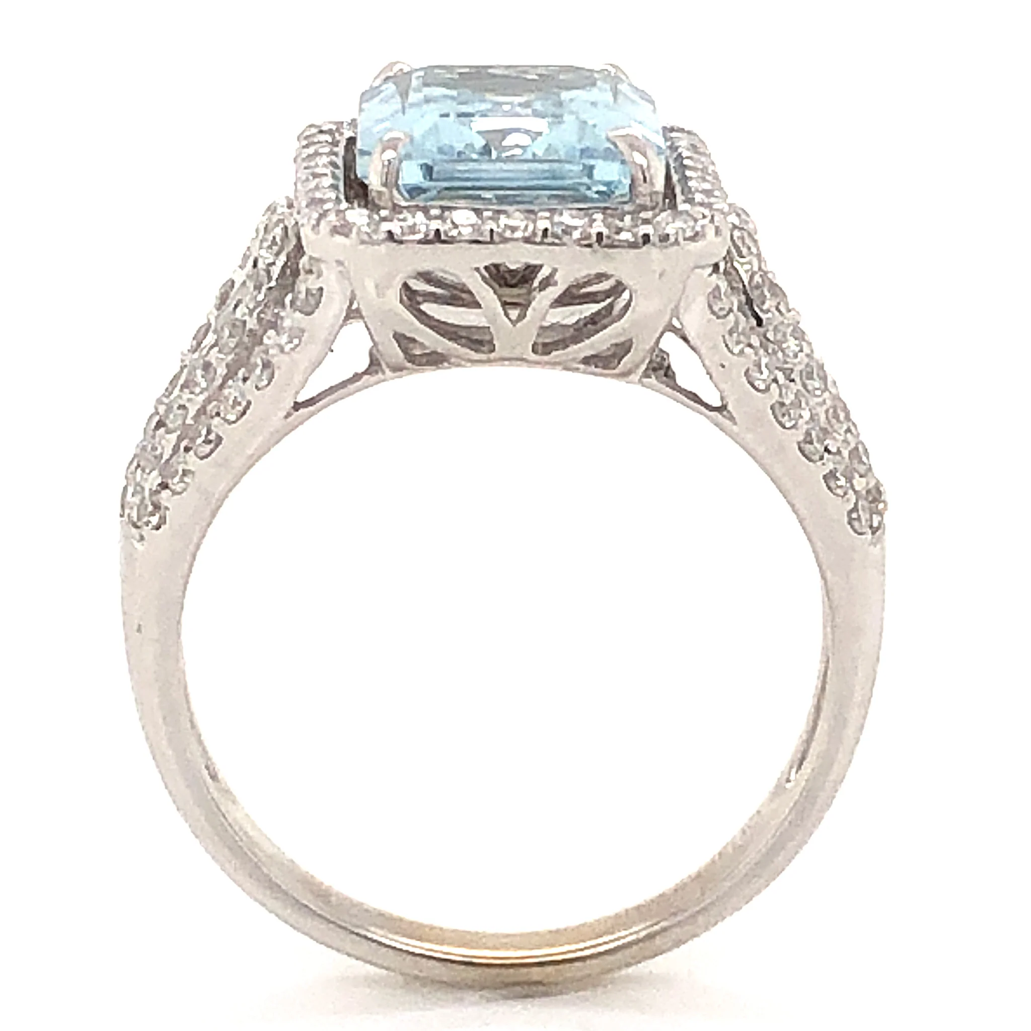 2.50 Aquamarine Ring w/ Diamond Accents in 14k White Gold - Image 4