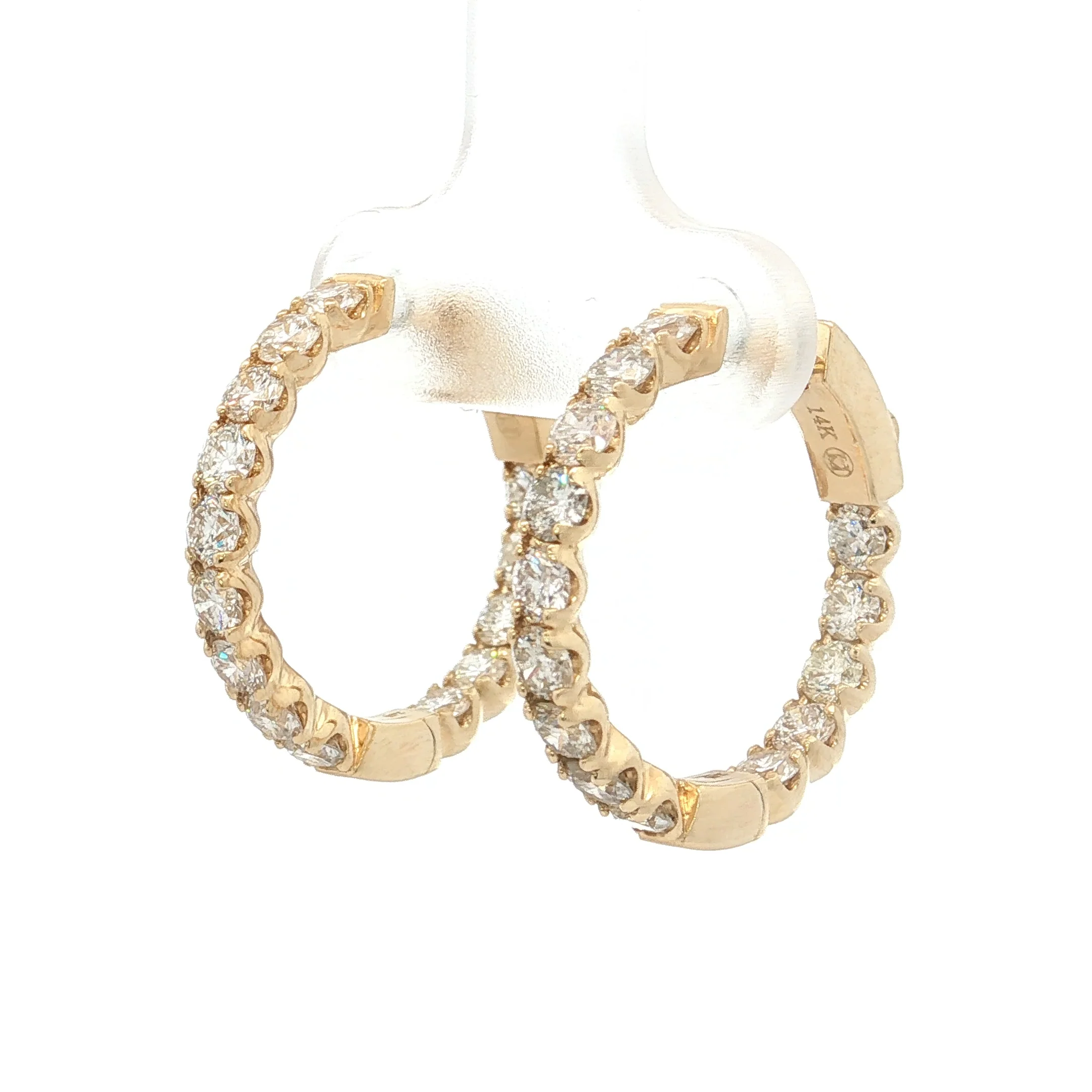 2.50 Round Brilliant Diamond Hoop Earrings 14k - Image 2