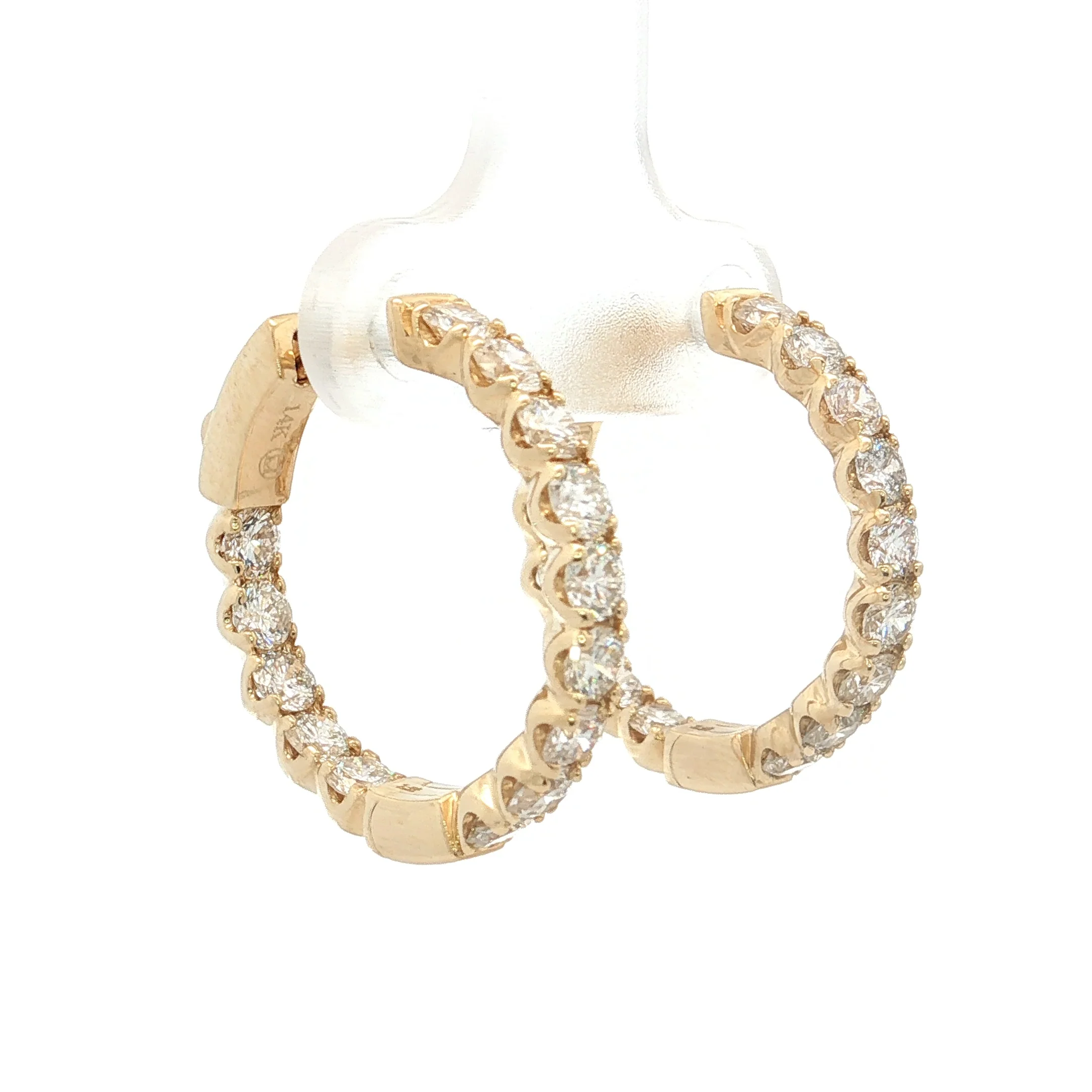 2.50 Round Brilliant Diamond Hoop Earrings 14k - Image 3