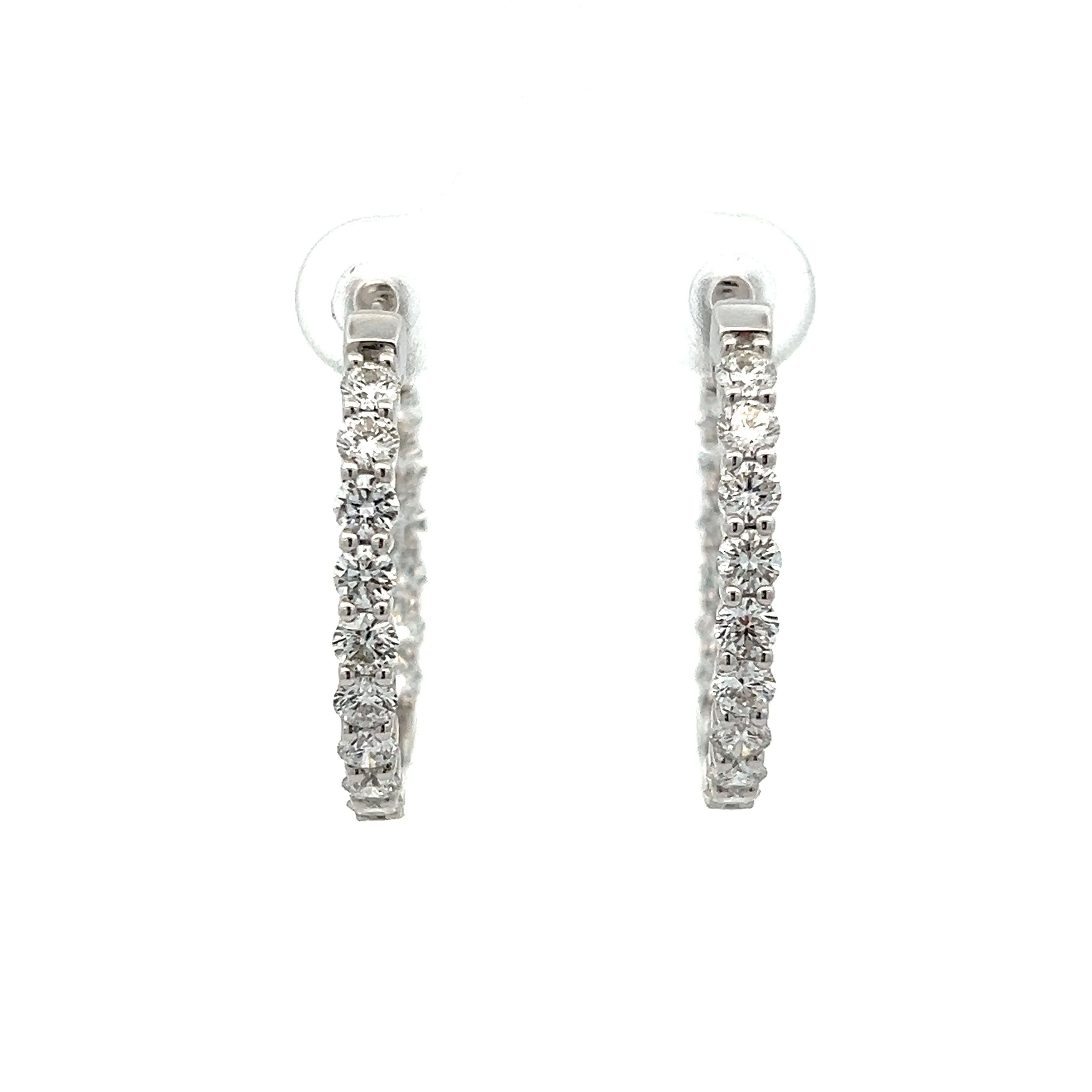 2.50 Round Brilliant Diamond Hoop Earrings in 14k White Gold