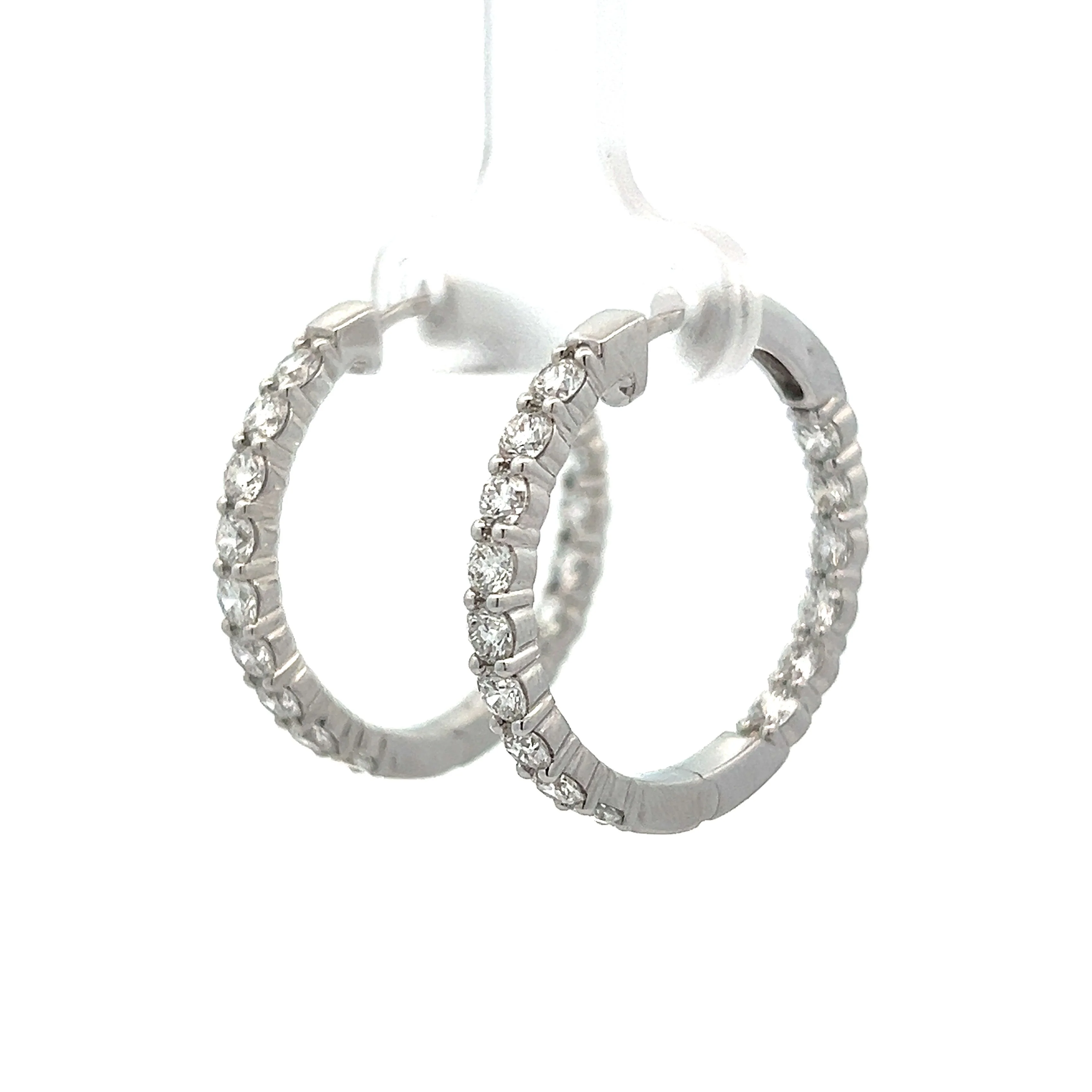 2.50 Round Brilliant Diamond Hoop Earrings in 14k White Gold - Image 2