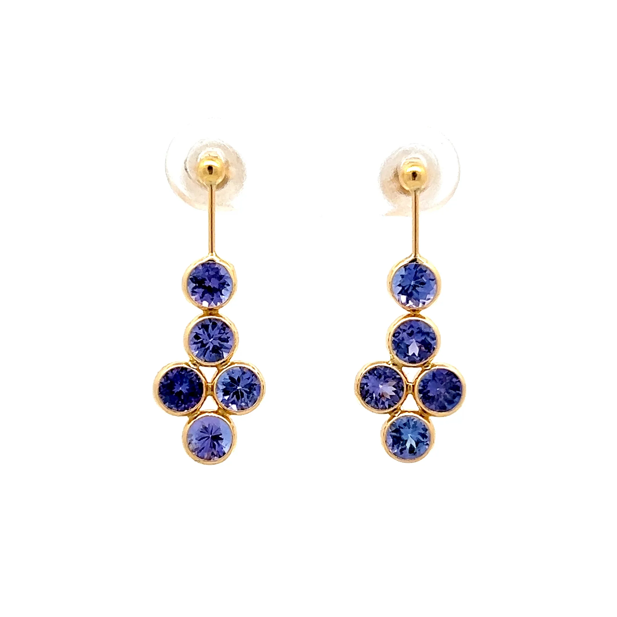 2.50 Tanzanite Drop Earrings in 18k Yellow Gold