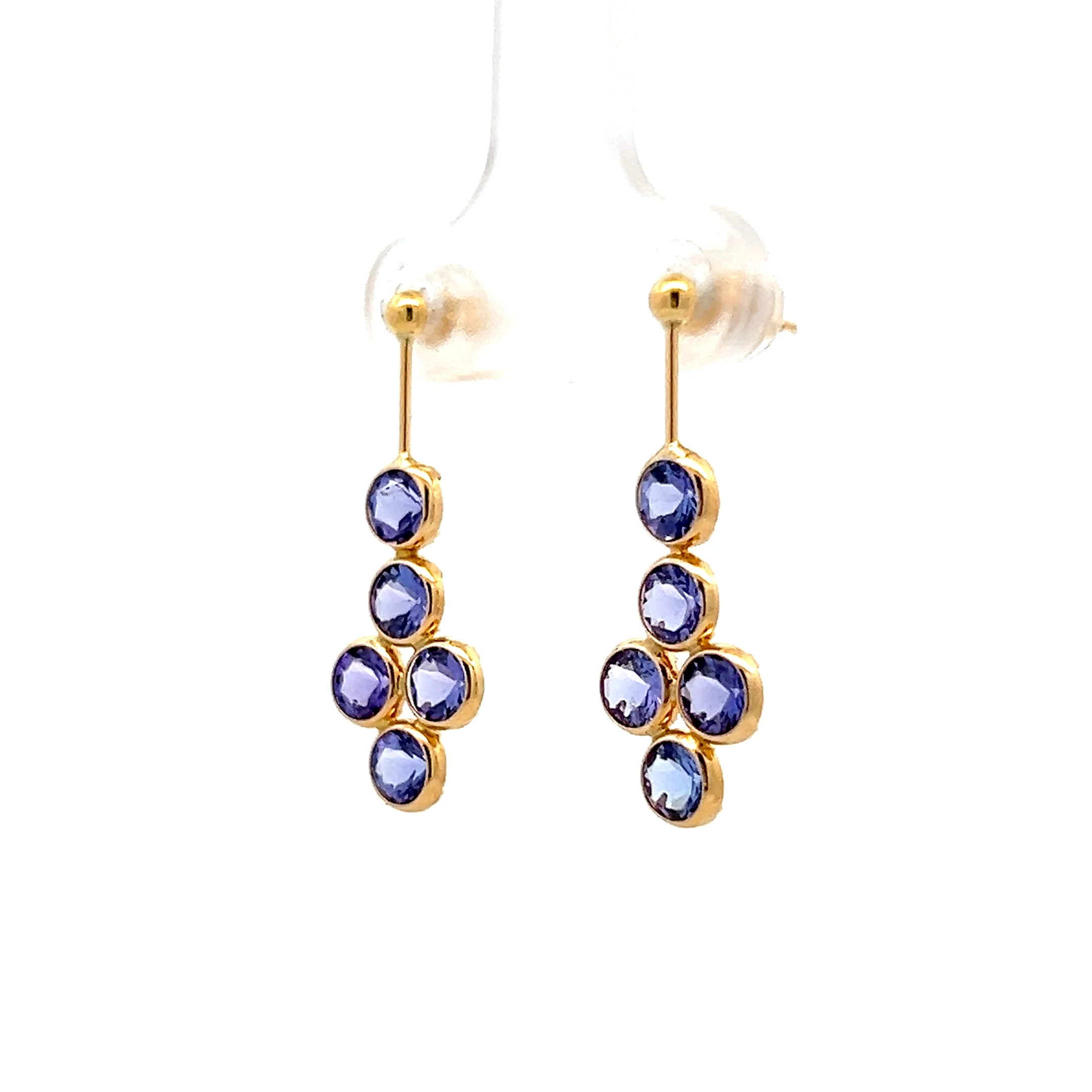2.50 Tanzanite Drop Earrings in 18k Yellow Gold - Image 2