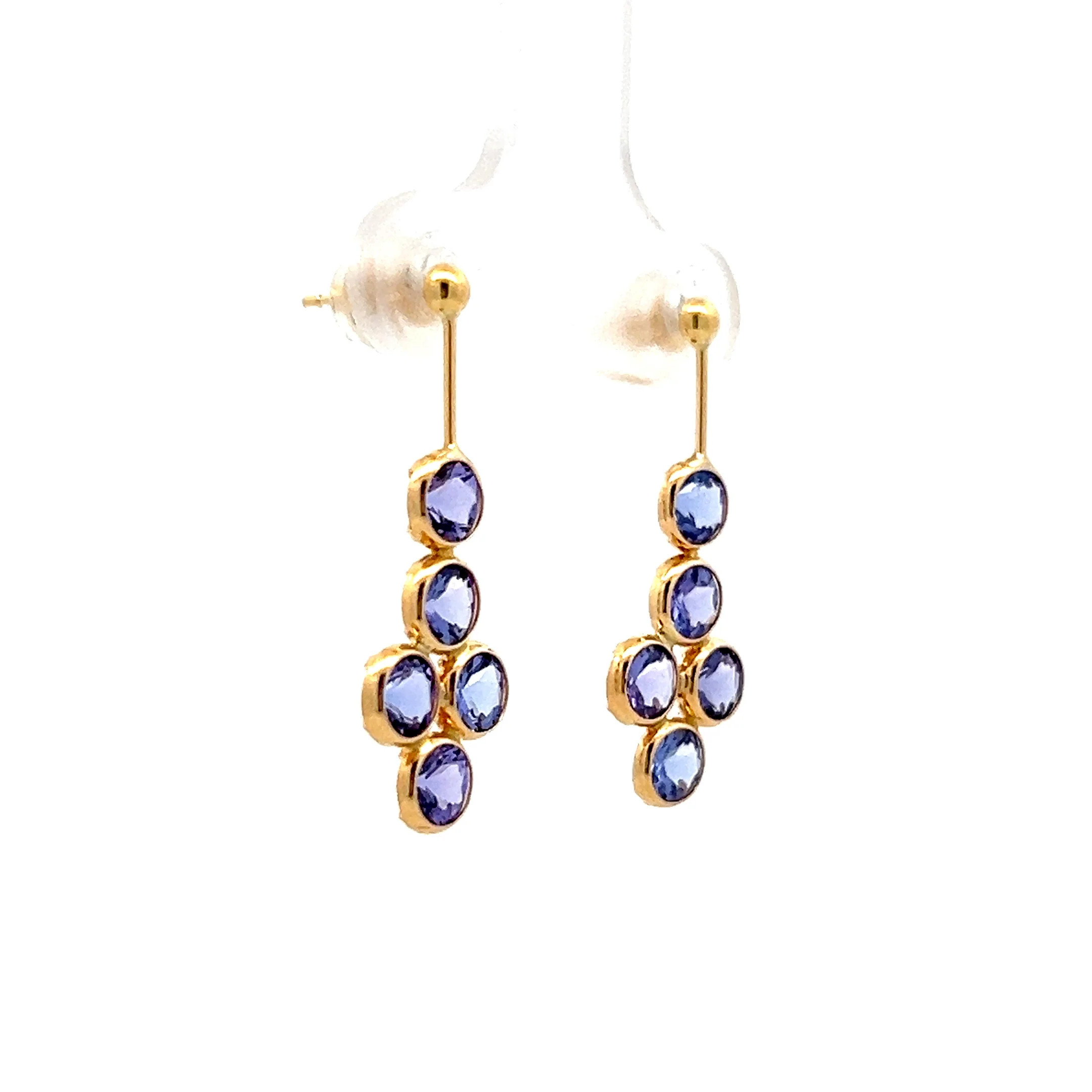 2.50 Tanzanite Drop Earrings in 18k Yellow Gold - Image 3