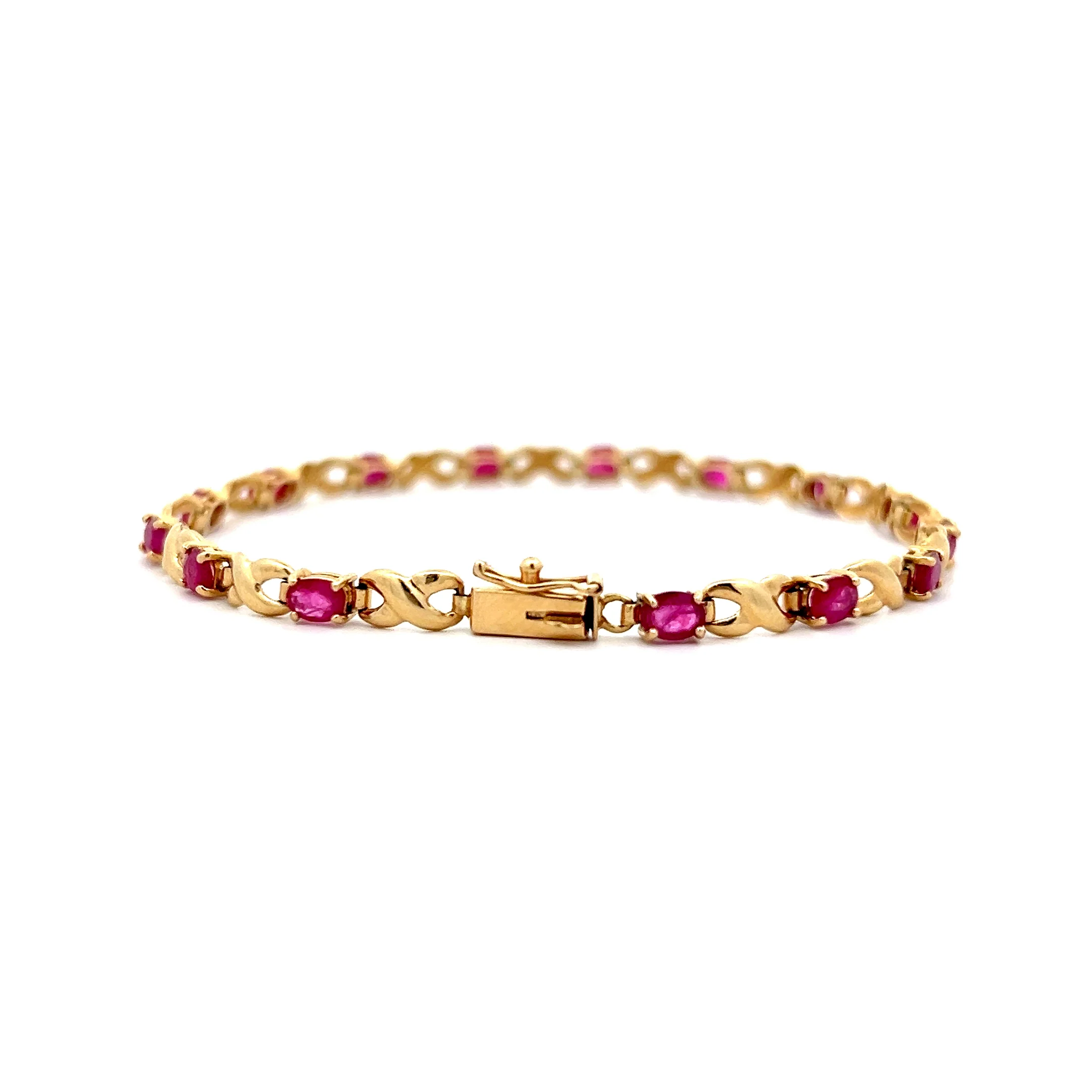 2.55 Oval Ruby Chain Bracelet in 14k Yellow Gold - Image 4