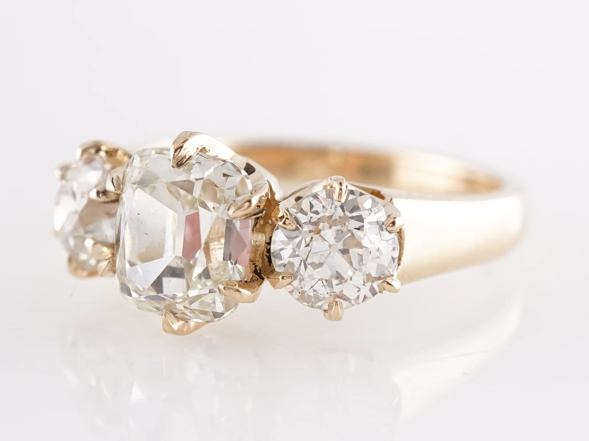 2.56 Three Stone Diamond Engagement Ring 14k Yellow Gold - Image 2