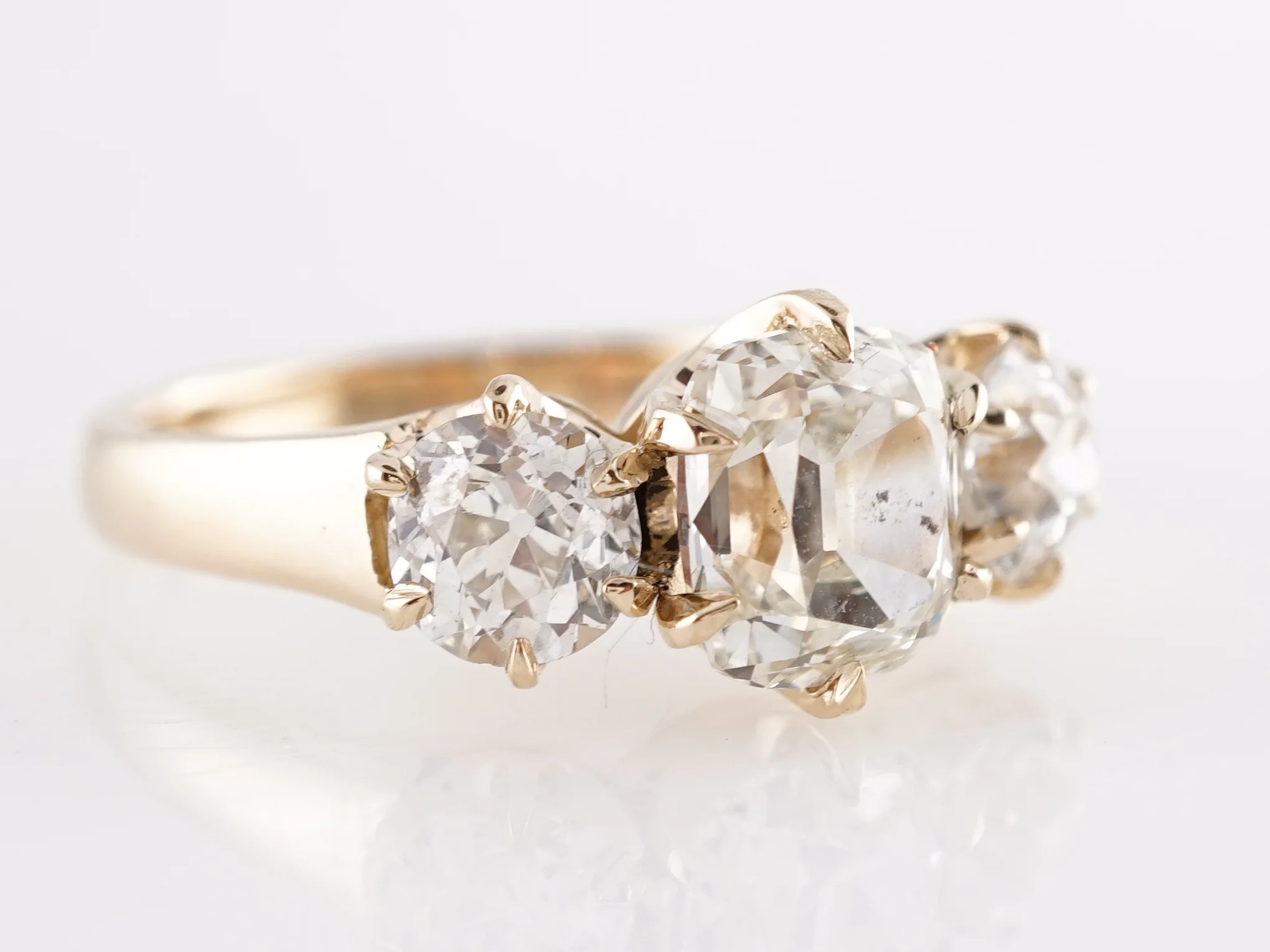 2.56 Three Stone Diamond Engagement Ring 14k Yellow Gold - Image 3