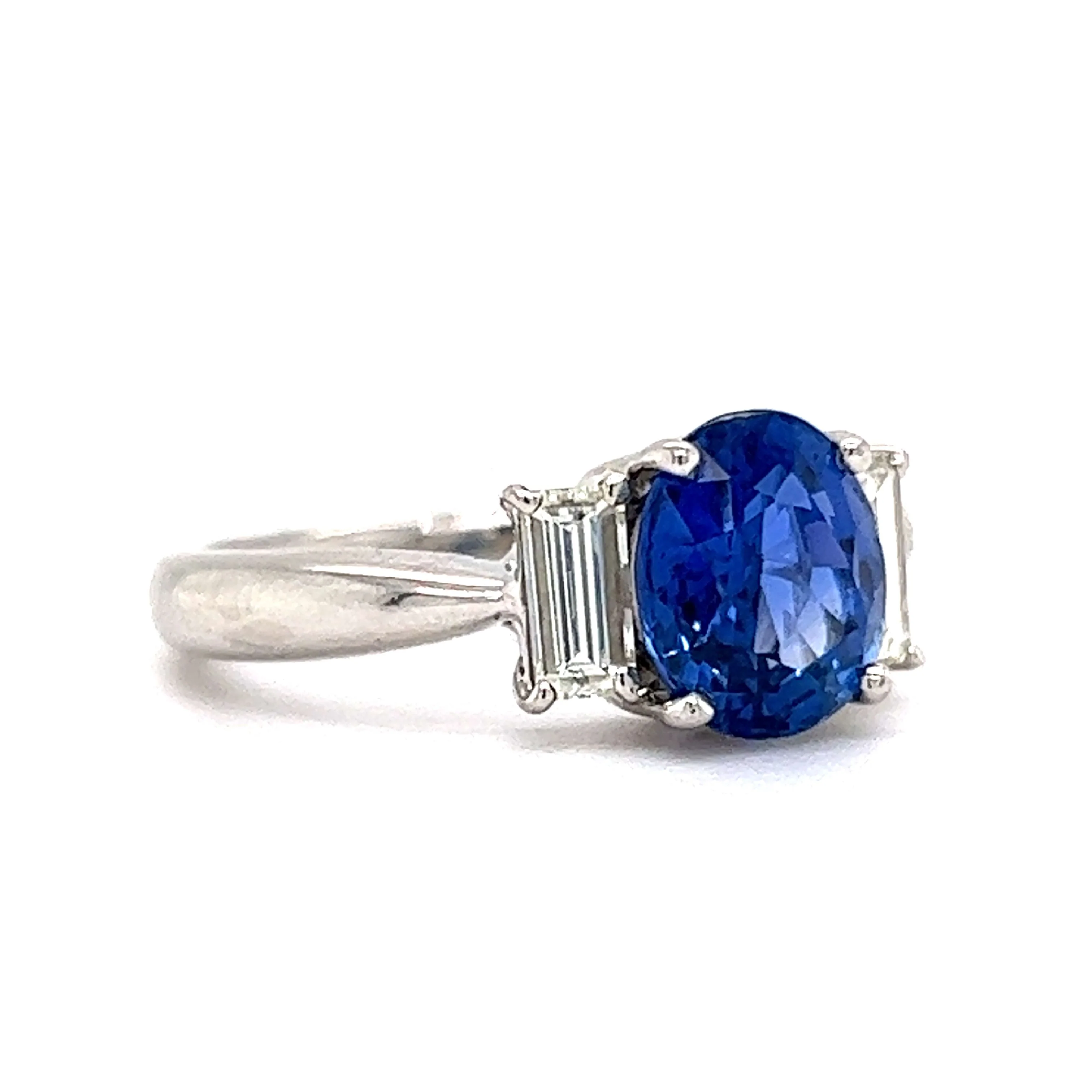 2.59 No Heat Sapphire & Diamond Engagement Ring in Platinum - Image 3