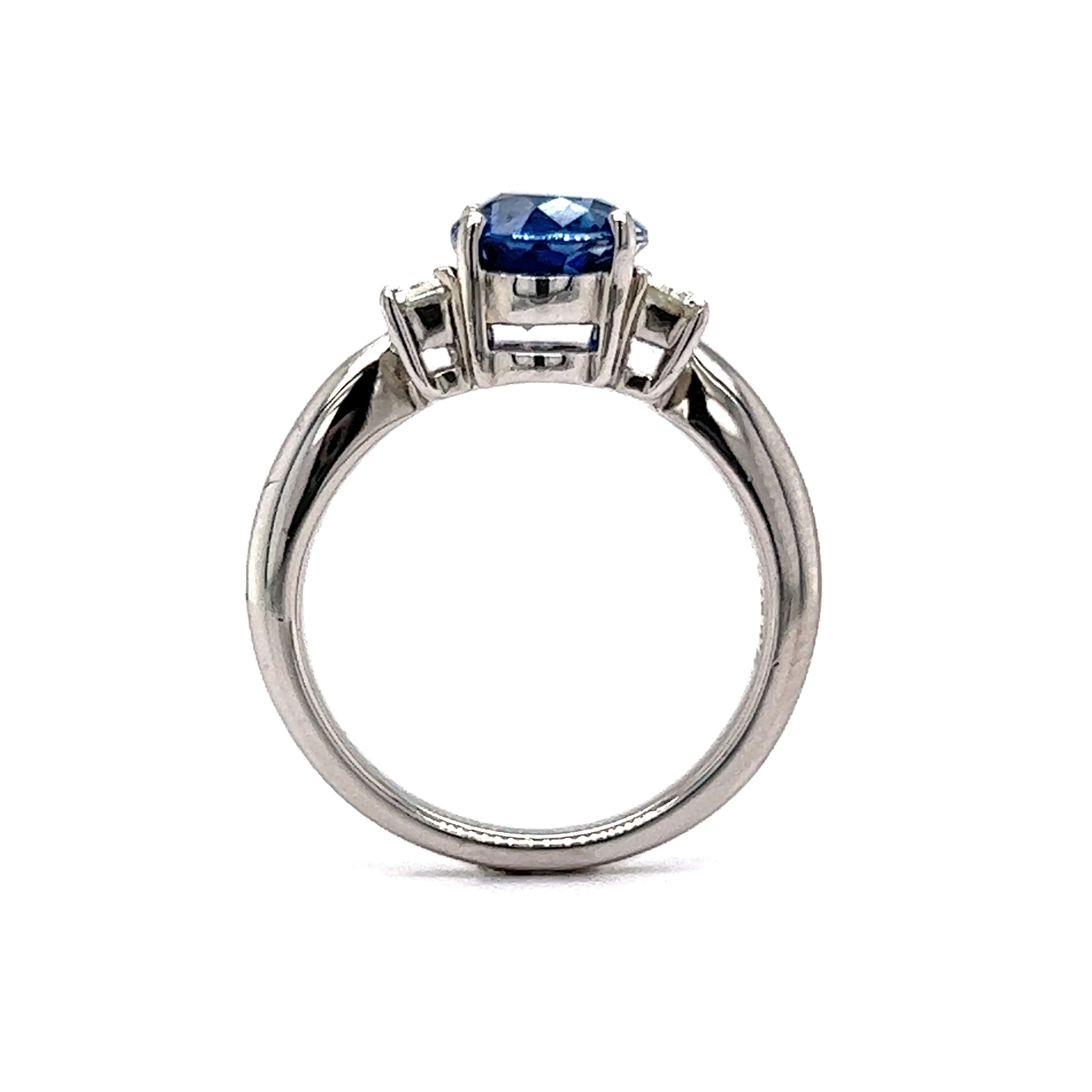 2.59 No Heat Sapphire & Diamond Engagement Ring in Platinum - Image 4