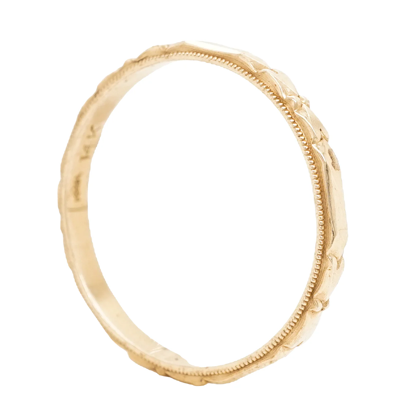 2.5mm Art Deco Engraved Wedding Band in 14k Yellow Gold - Image 4