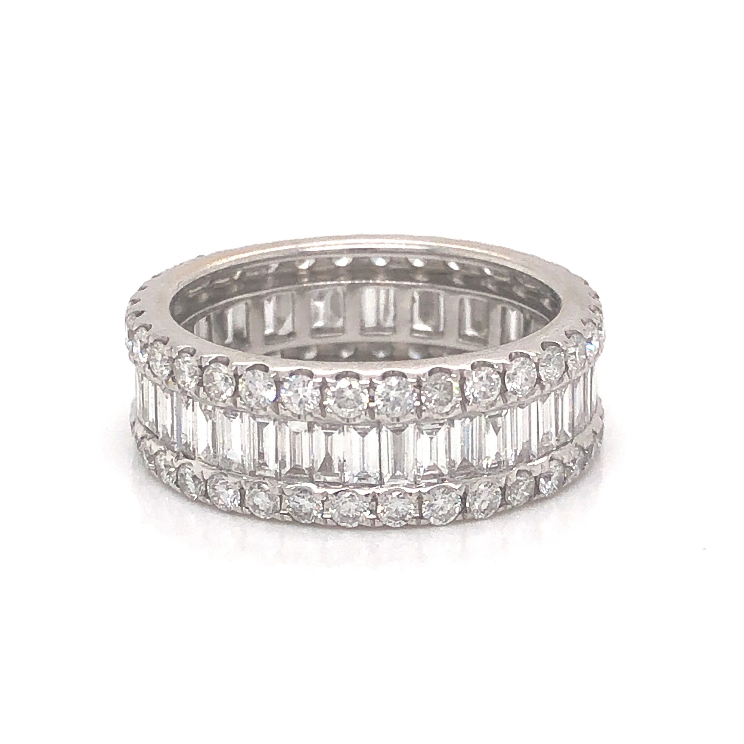 2.65 Baguette & Round Cut Diamond Eternity Band in 18k White Gold - Image 2