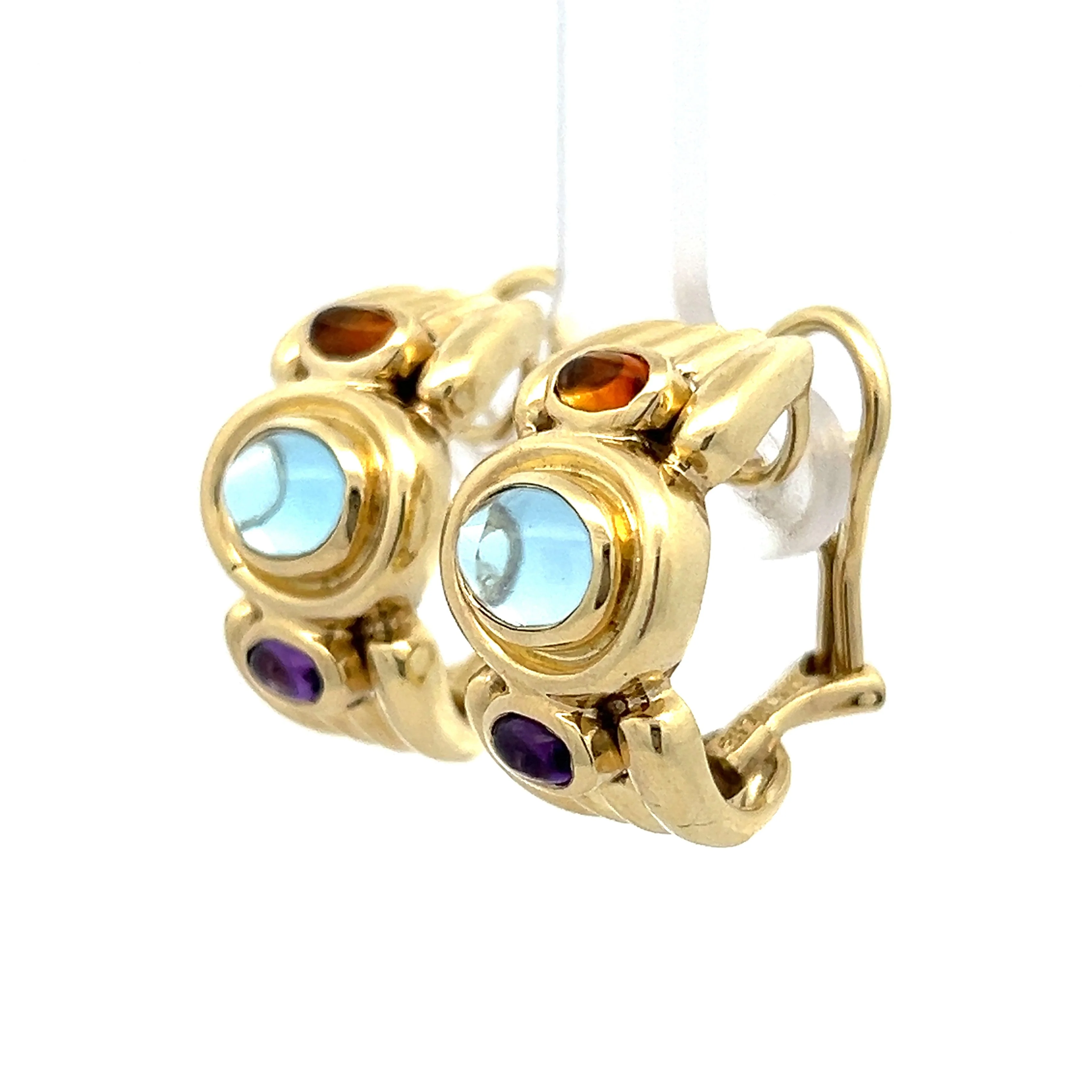 2.66 Aquamarine, Amethyst & Citrine Hoop Earrings - Image 2
