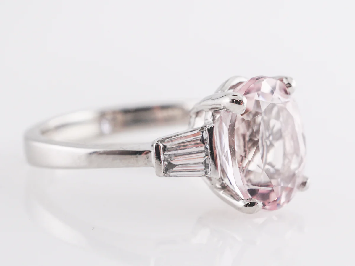 2.71 Oval Pink Morganite Engagement Ring in Platinum - Image 3
