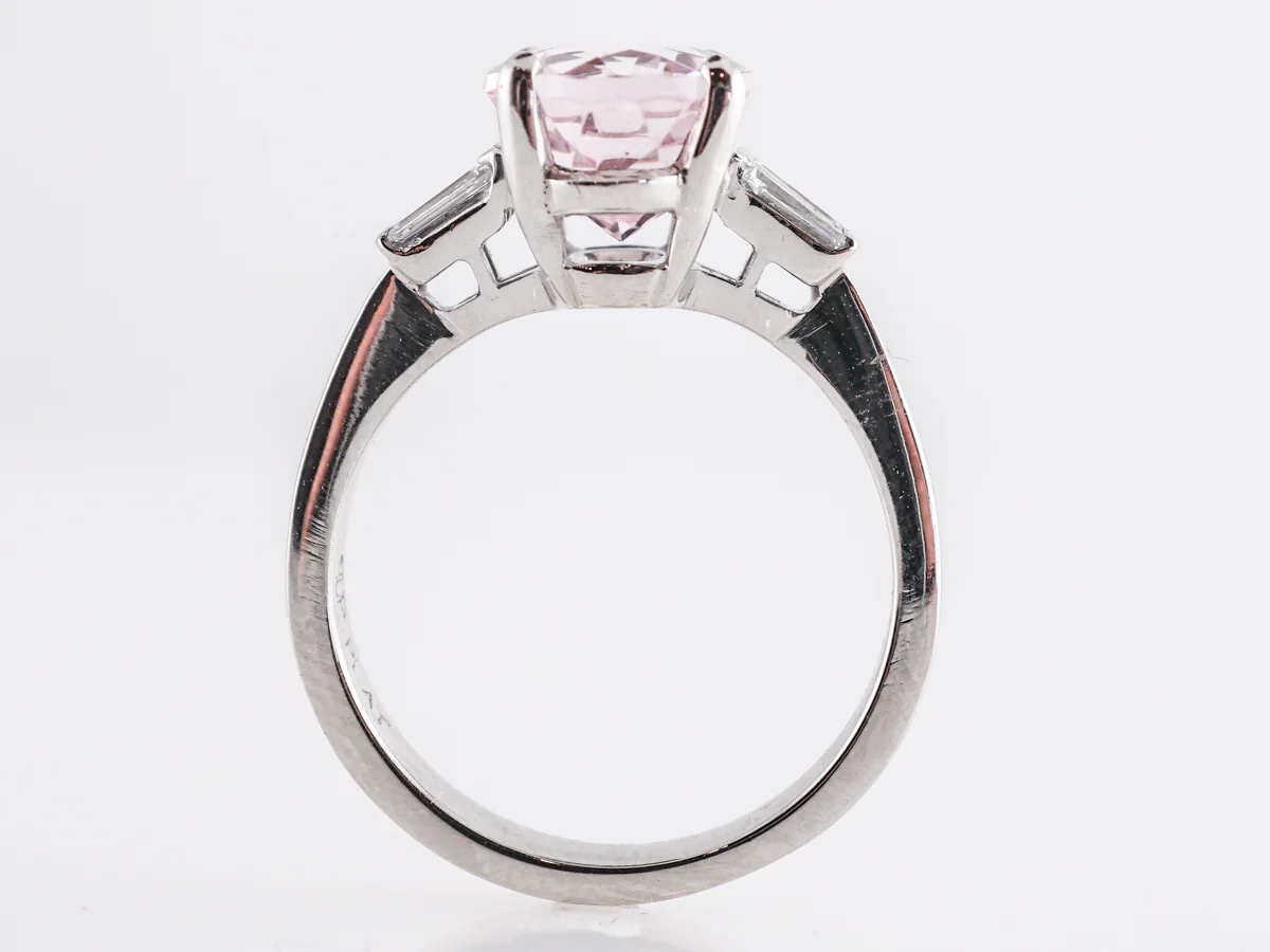2.71 Oval Pink Morganite Engagement Ring in Platinum - Image 4