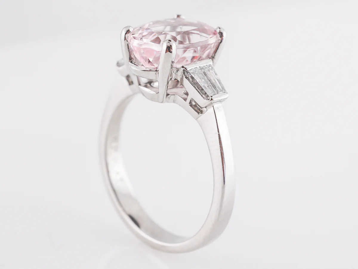 2.71 Oval Pink Morganite Engagement Ring in Platinum - Image 5
