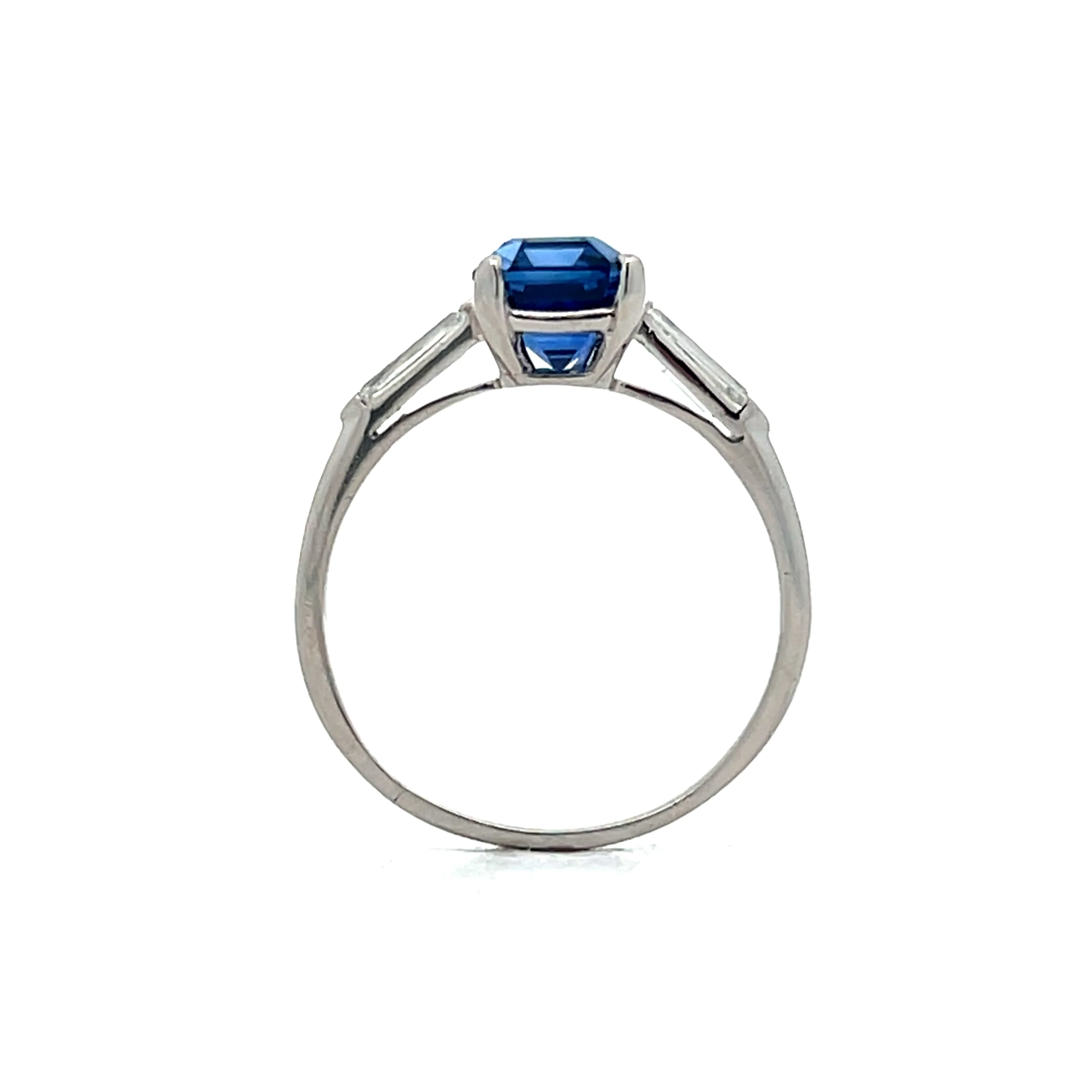 2.72 Emerald Cut Sapphire Engagement Ring in Platinum - Image 4