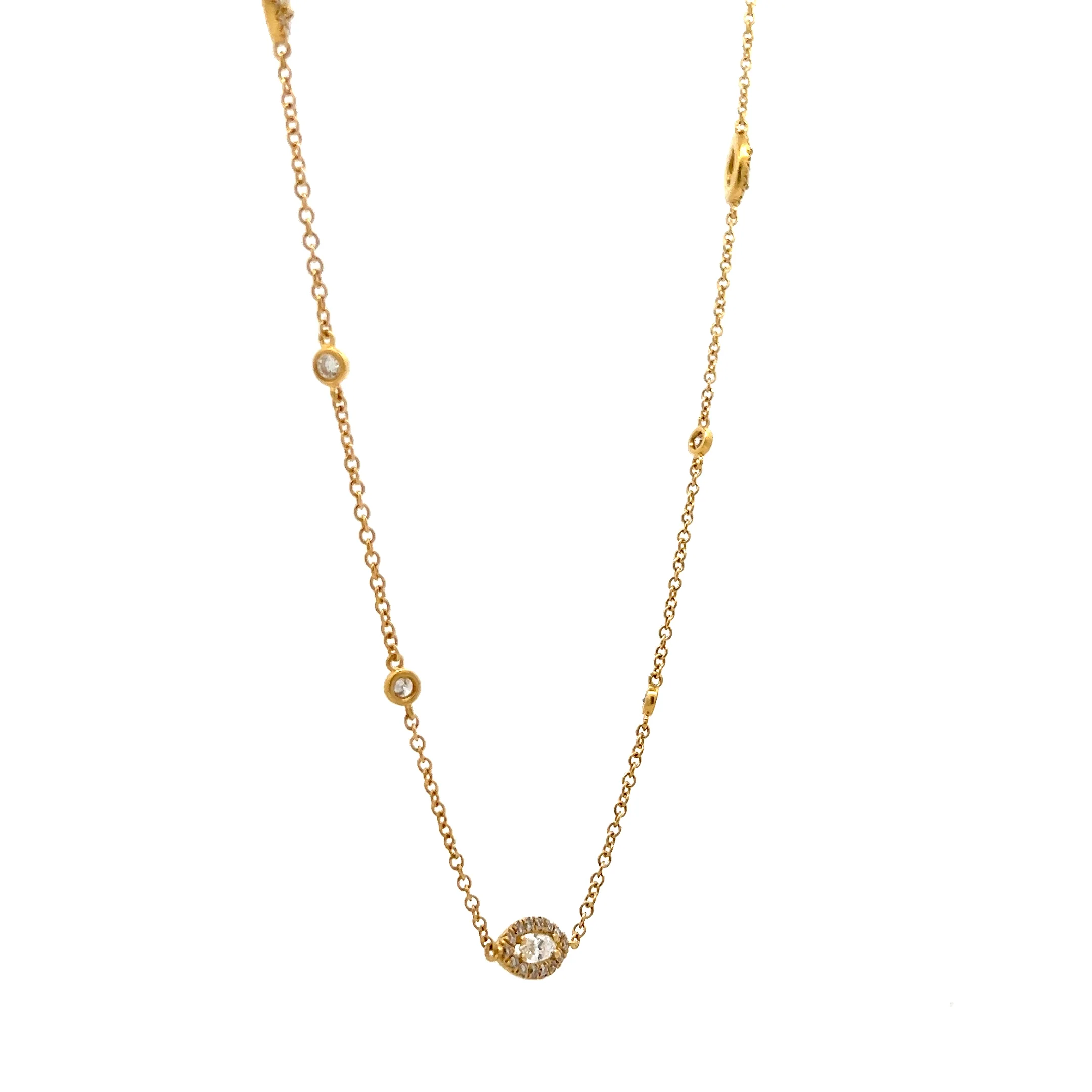 2.73 Marquise & Round Diamond Station Necklace 18k - Image 3
