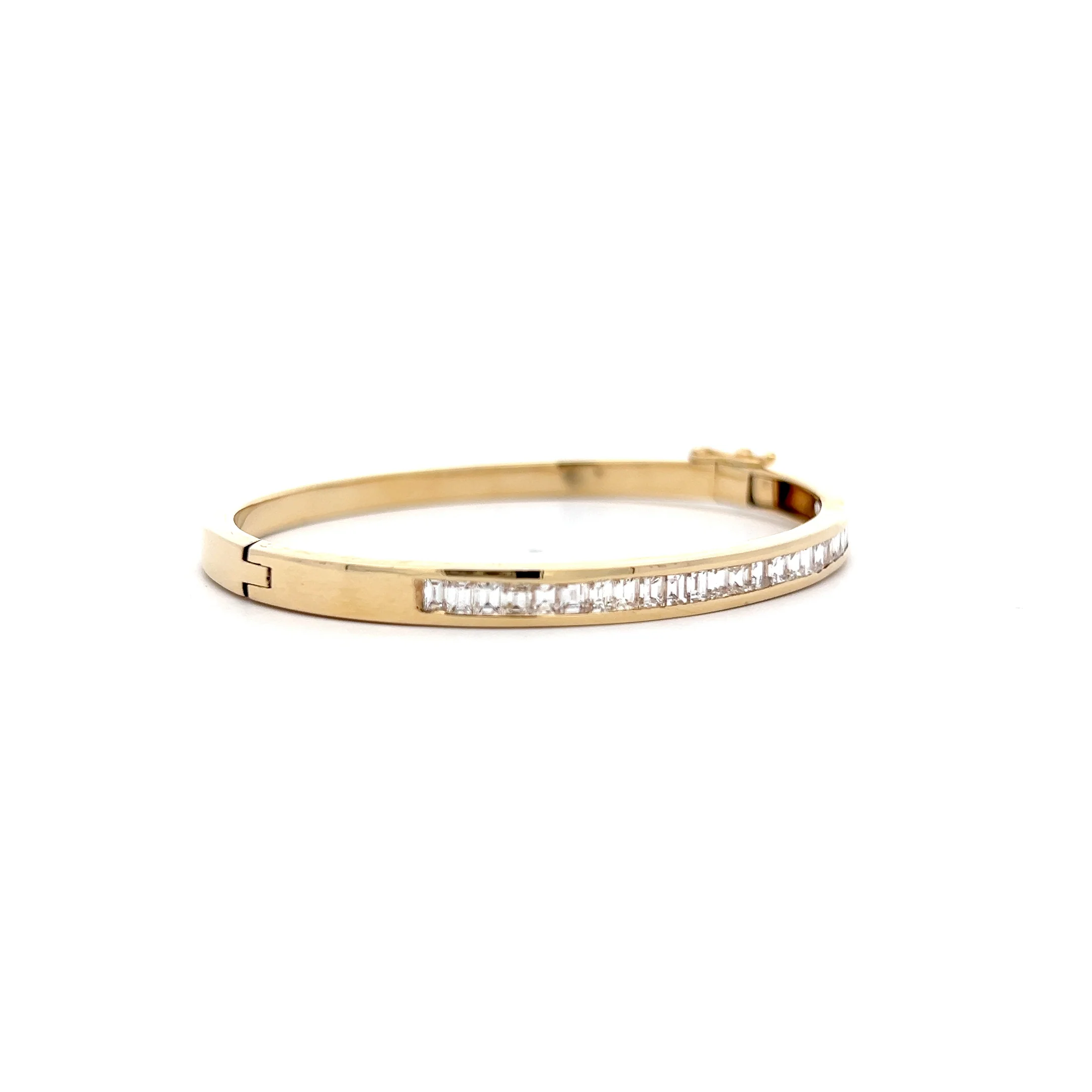 2.80 Emerald Cut Diamond Bangle Bracelet in 14k - Image 3