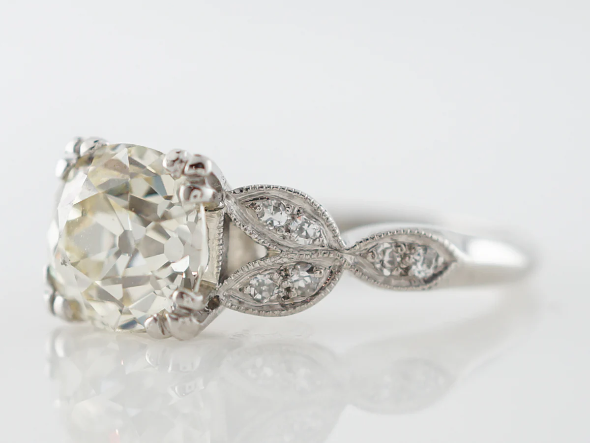 2.81 Carat Old European Cut Diamond Art Deco Engagement Ring - Image 2