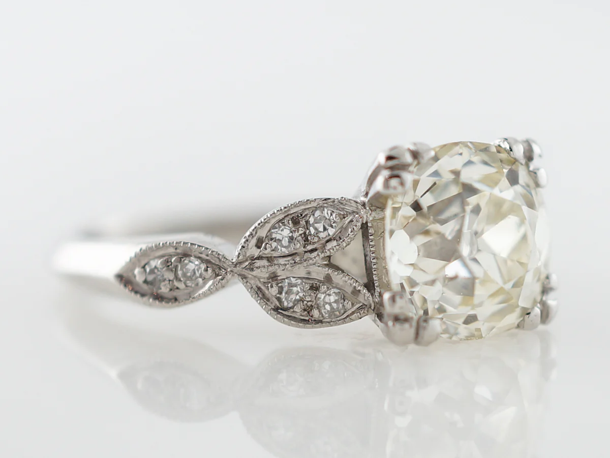 2.81 Carat Old European Cut Diamond Art Deco Engagement Ring - Image 3