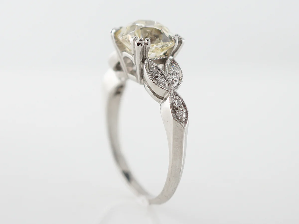 2.81 Carat Old European Cut Diamond Art Deco Engagement Ring - Image 4