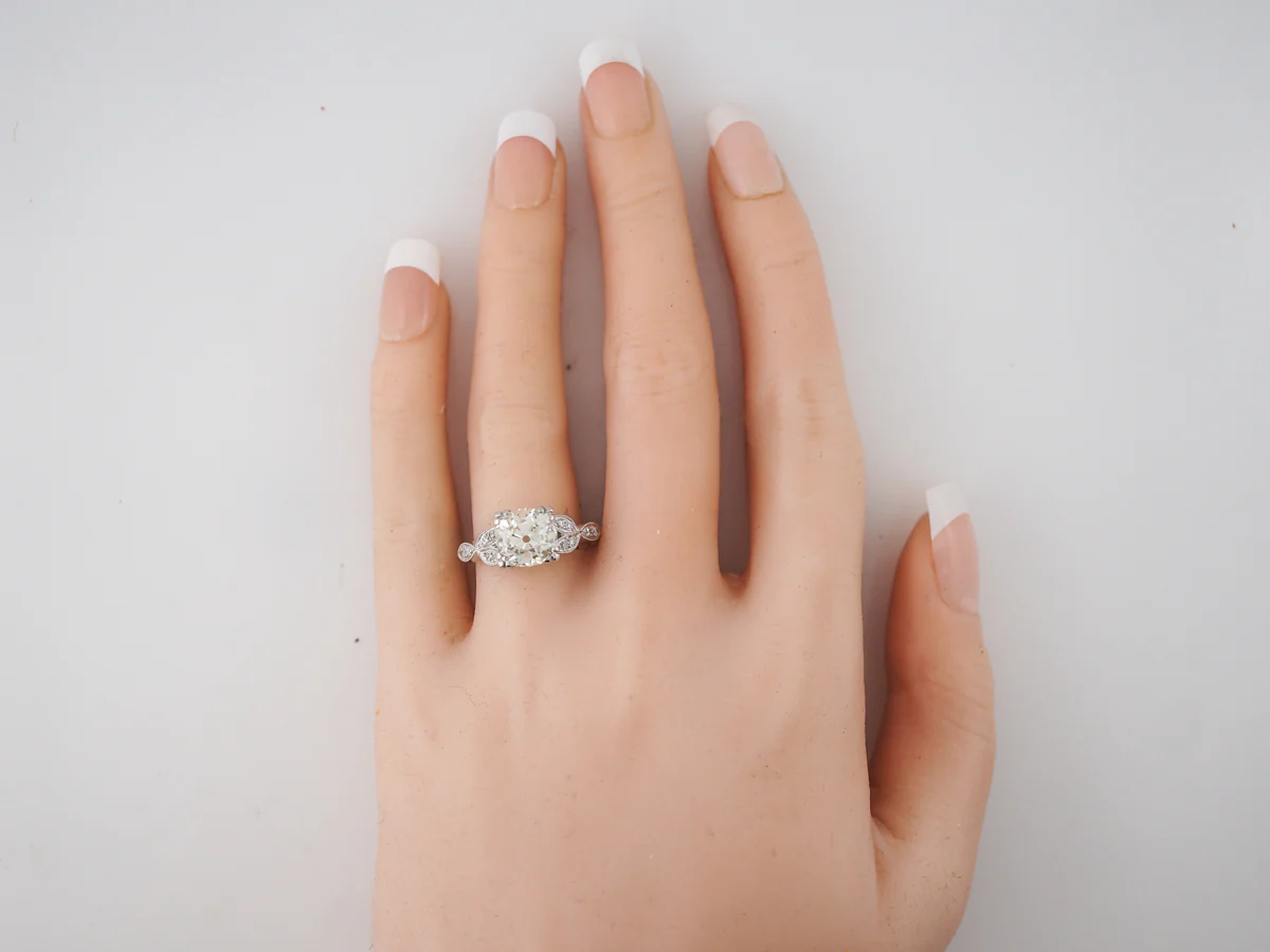 2.81 Carat Old European Cut Diamond Art Deco Engagement Ring - Image 5