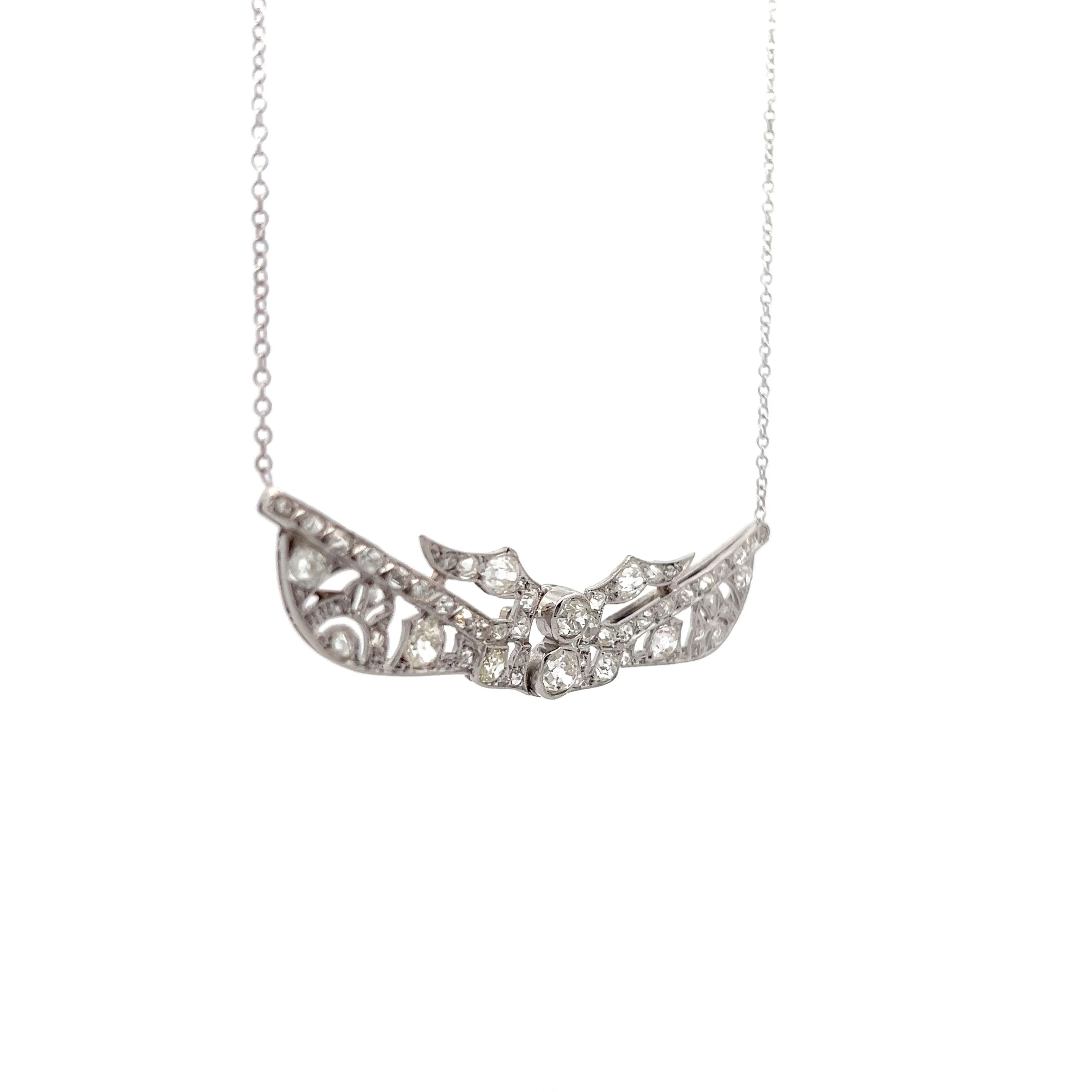 2.85 Antique Edwardian Pendant Necklace in Platinum - Image 2