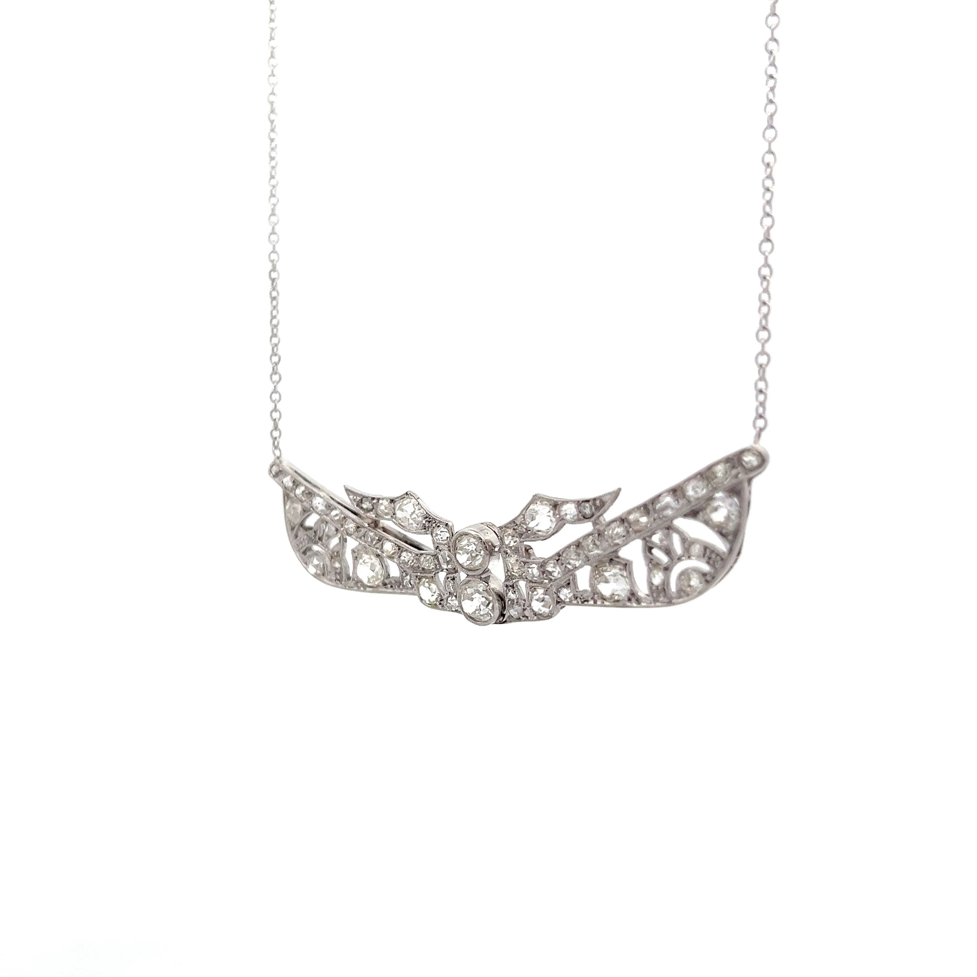 2.85 Antique Edwardian Pendant Necklace in Platinum - Image 3