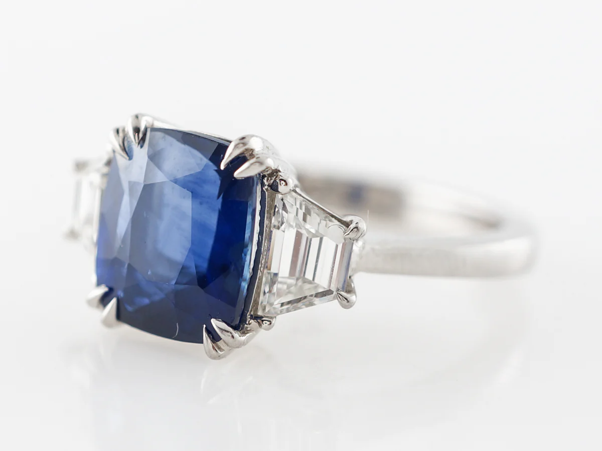 2.85 Carat Cushion Sapphire Engagement Ring in Platinum - Image 2