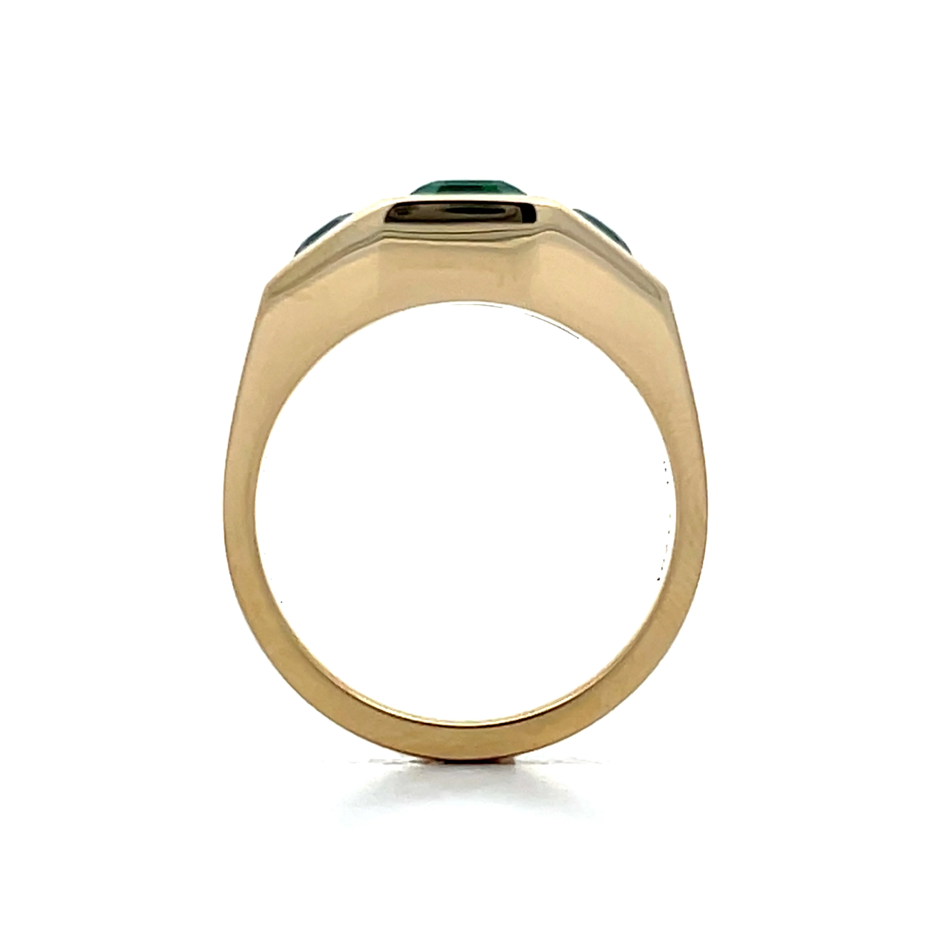 2.86 Three Stone Emerald Engagement Ring in 14k Yellow Gold - Image 4