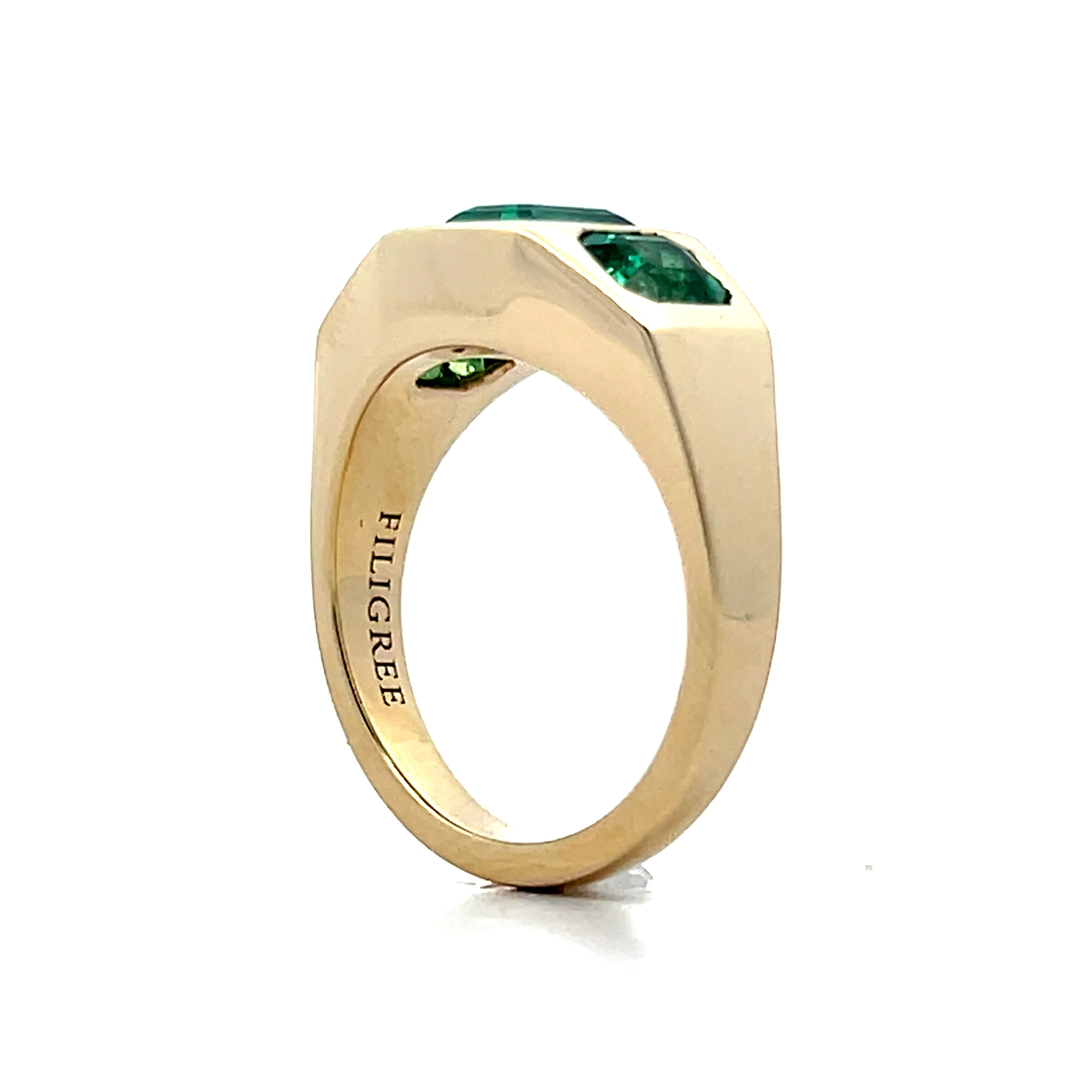 2.86 Three Stone Emerald Engagement Ring in 14k Yellow Gold - Image 5