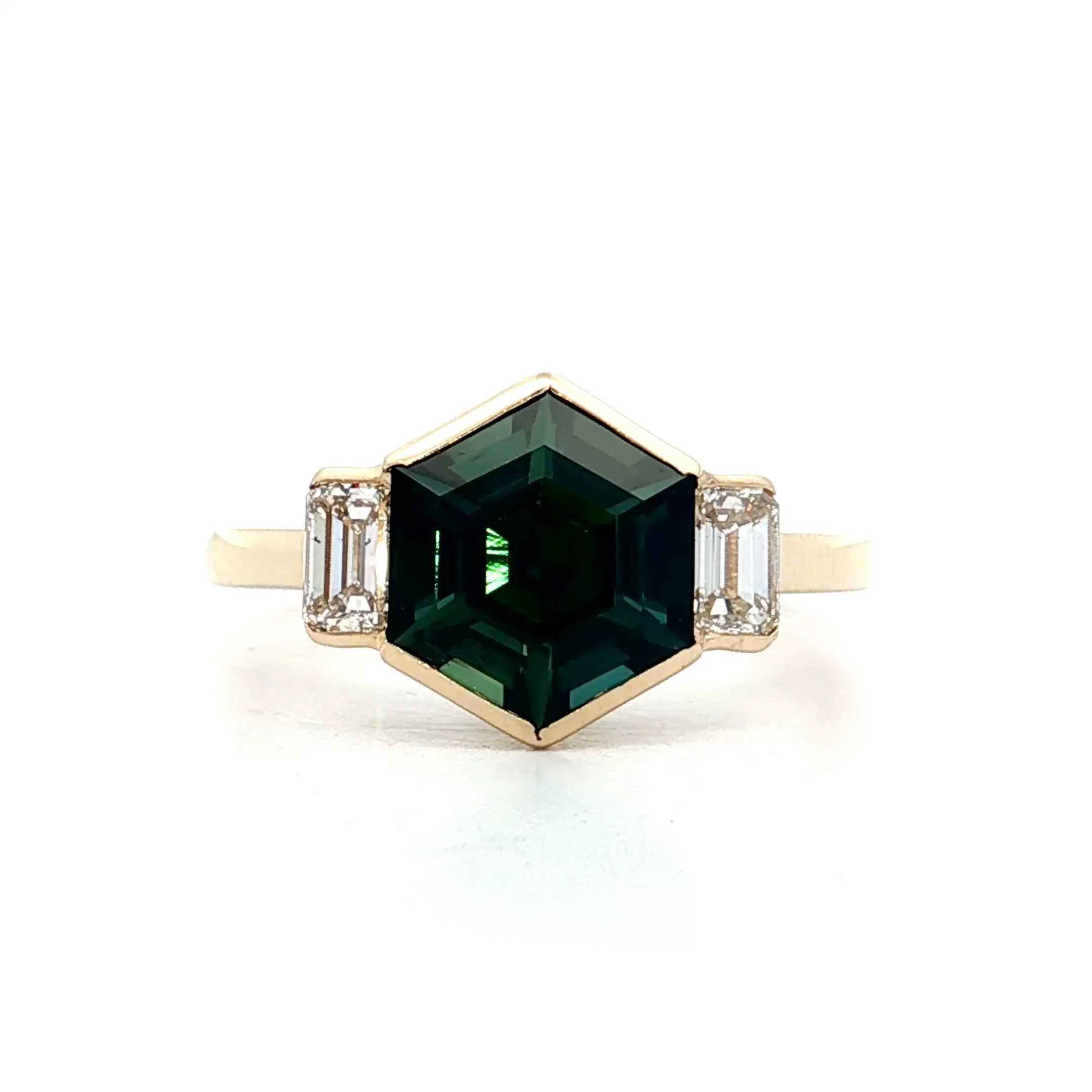 2.91 Hexagon Sapphire Engagement Ring in 14k