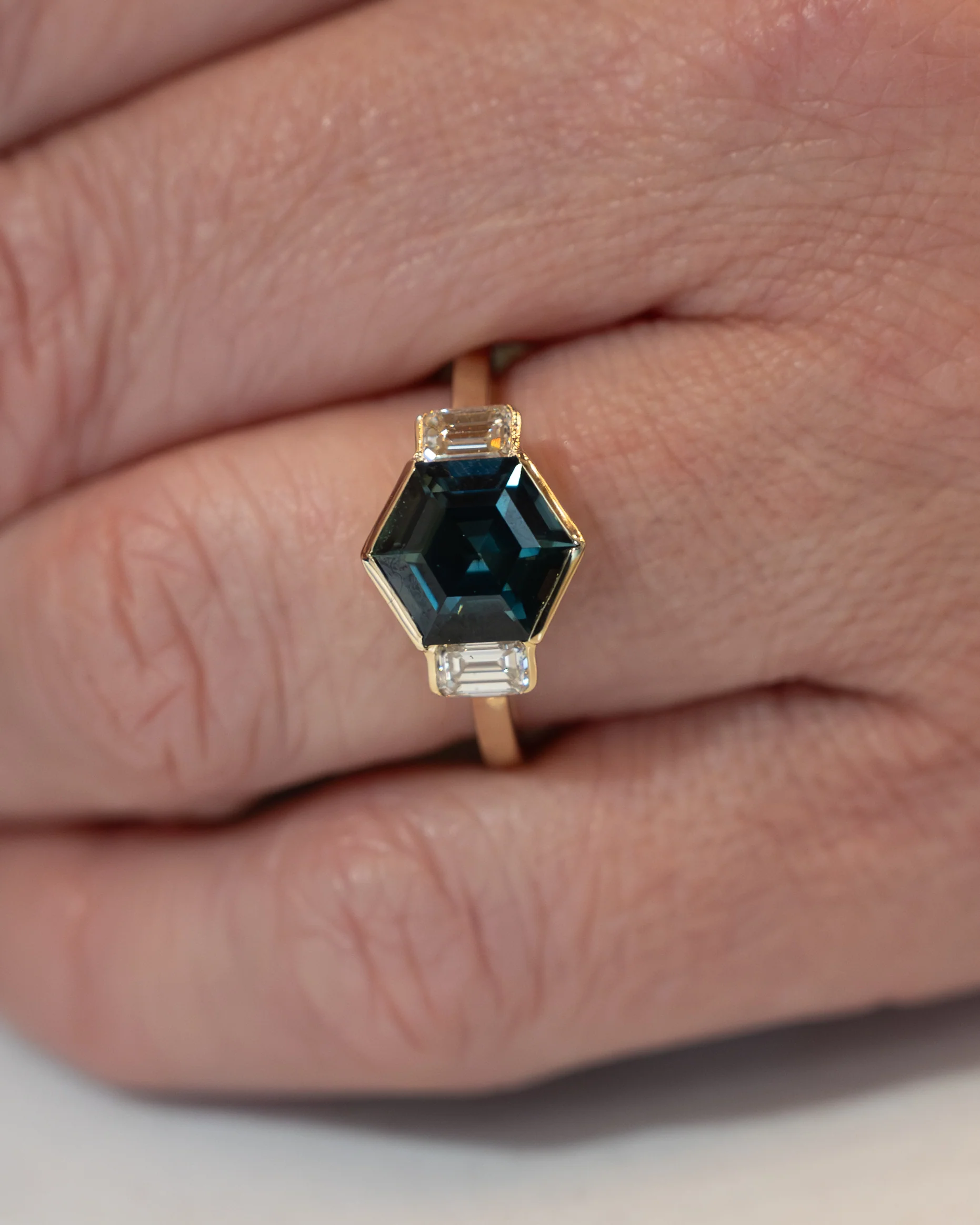 2.91 Hexagon Sapphire Engagement Ring in 14k - Image 7
