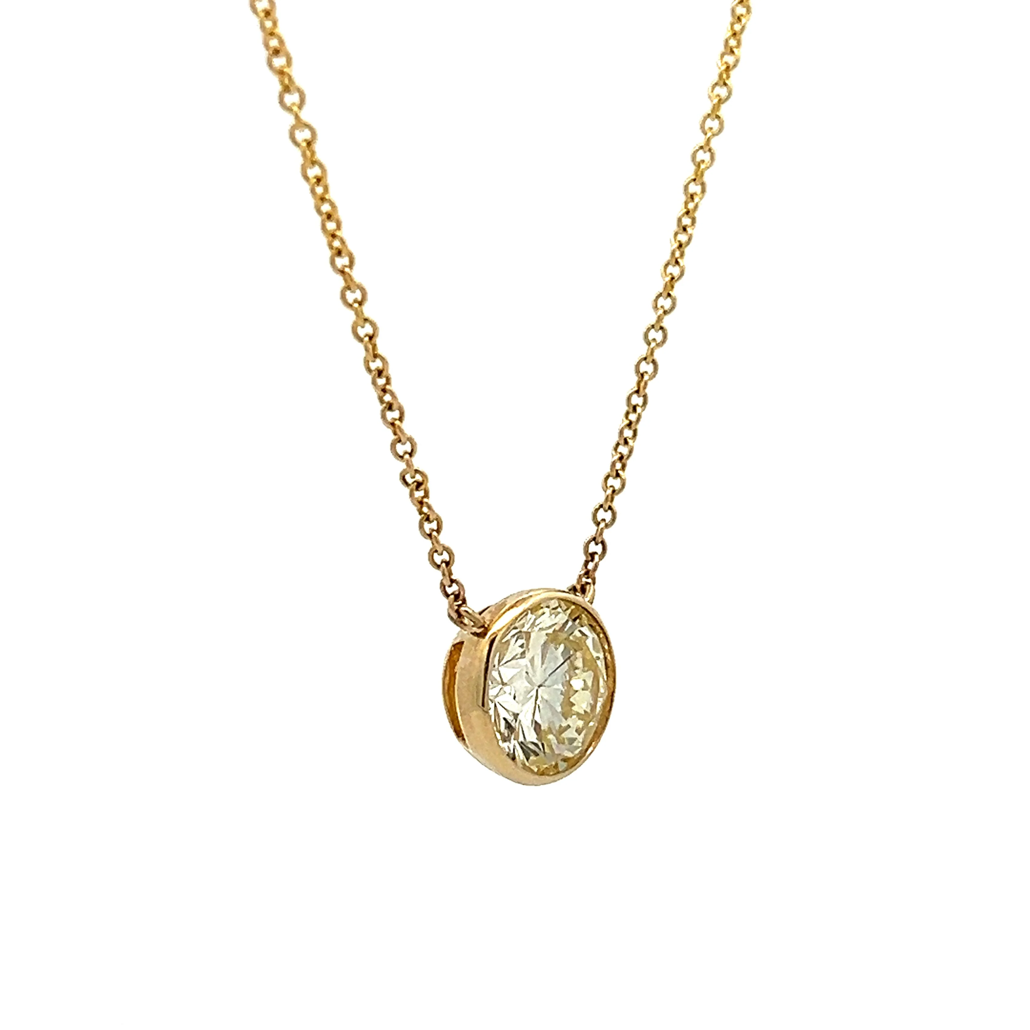 2 Carat Bezel Set Diamond Necklace in 14k Yellow Gold - Image 3